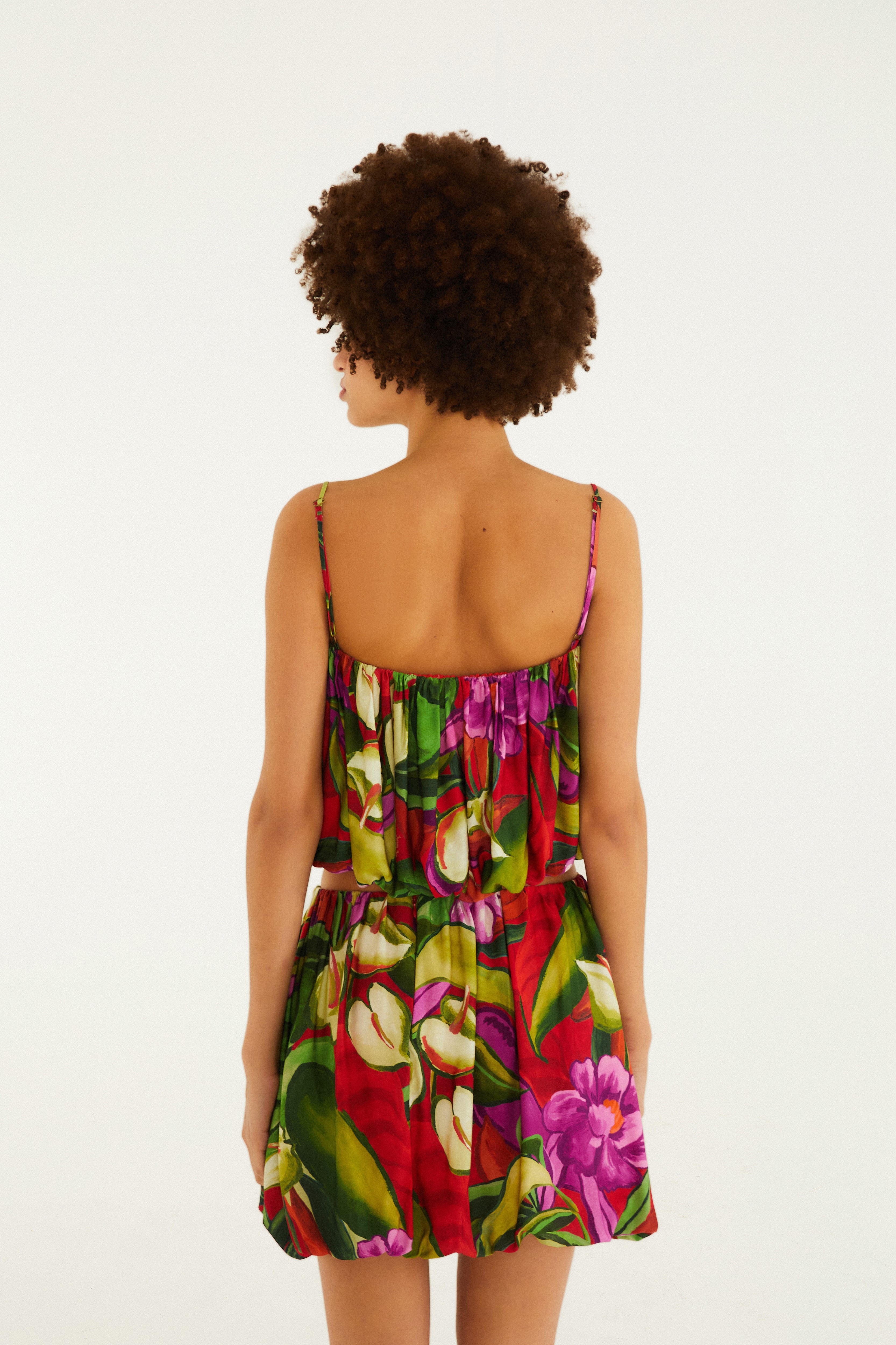 Blusa Balonê Estampada Folhagem