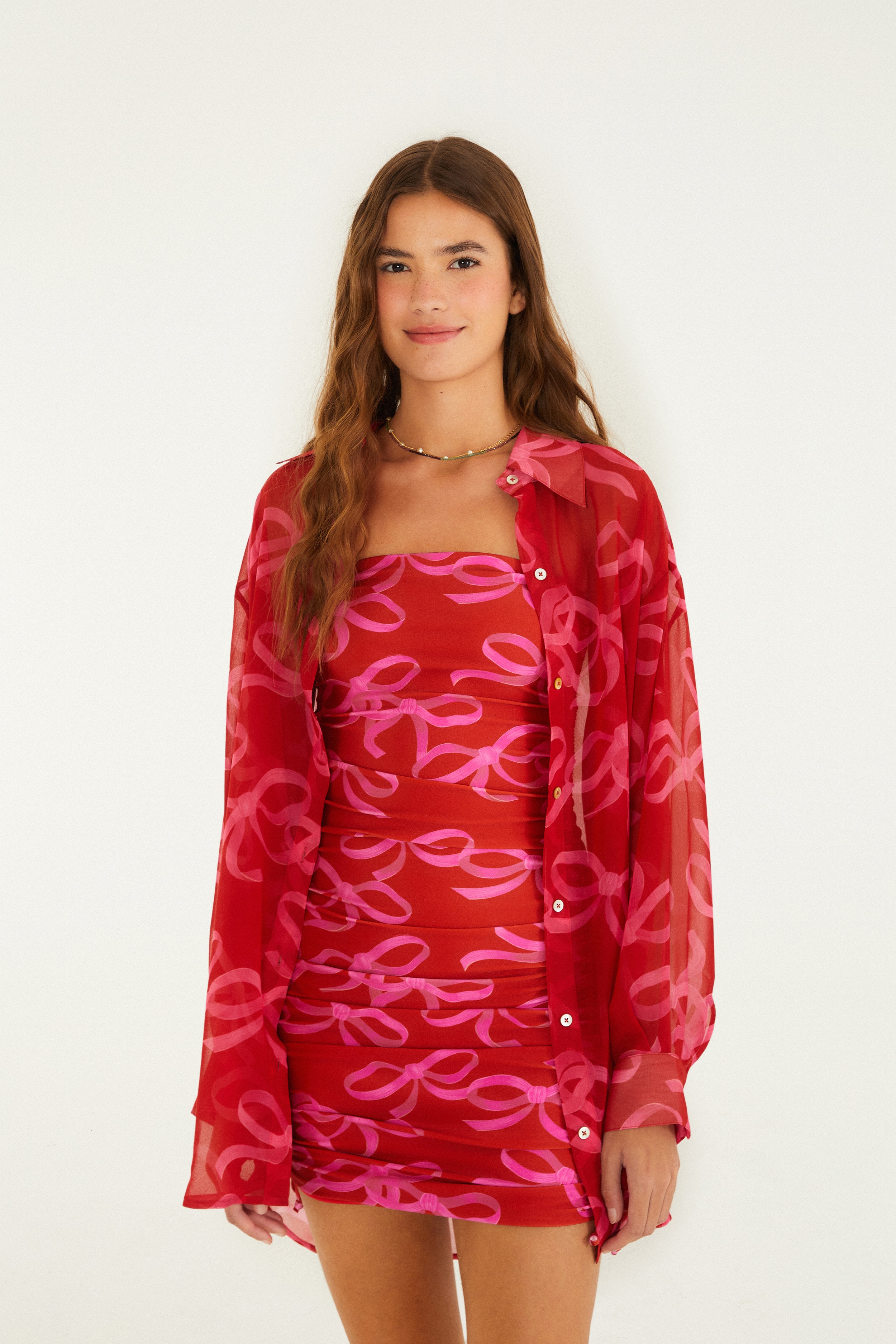 Vestido Curto Sem Alça Laços