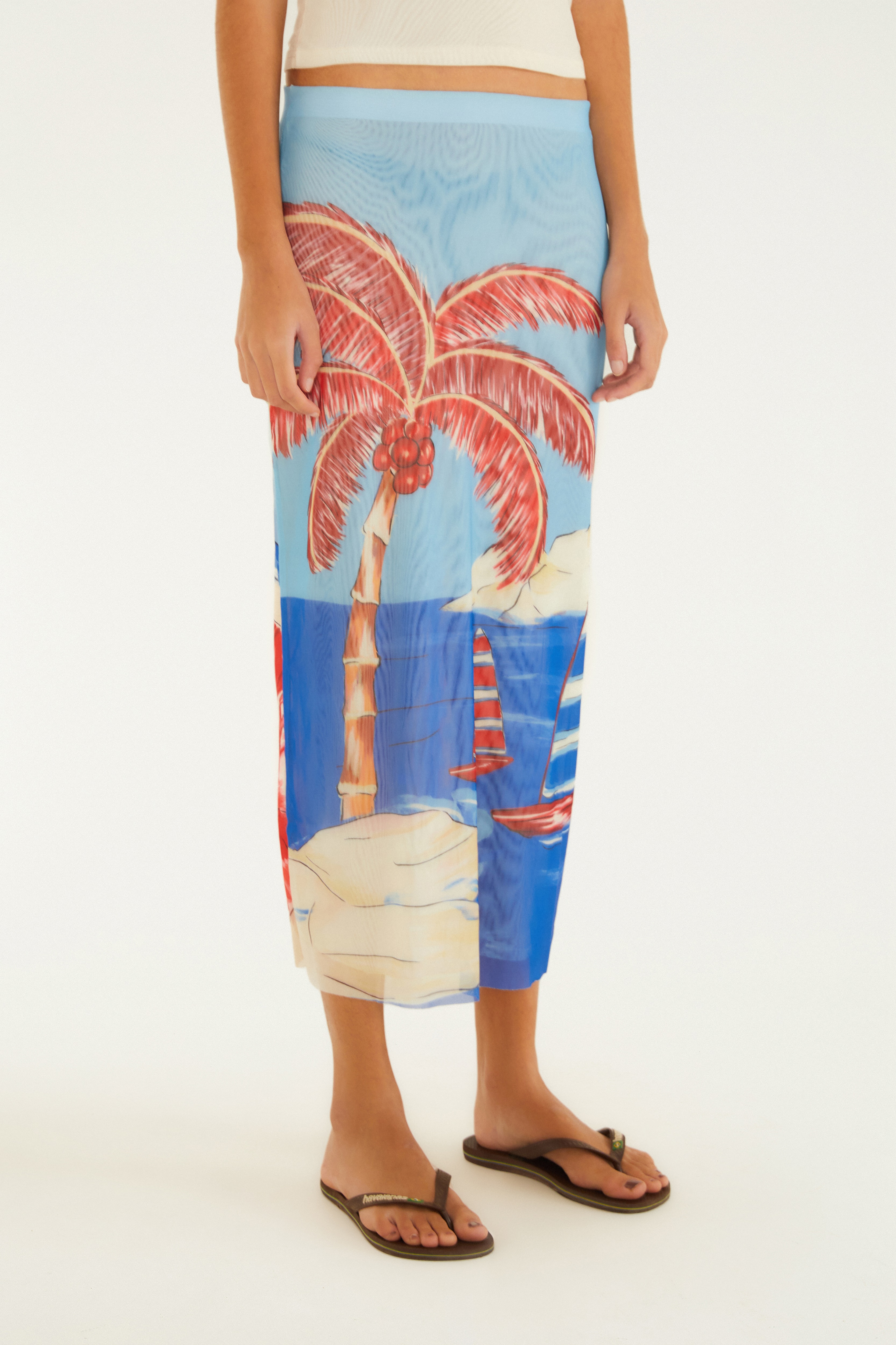 Saia Tule Estampada Diário De Verao