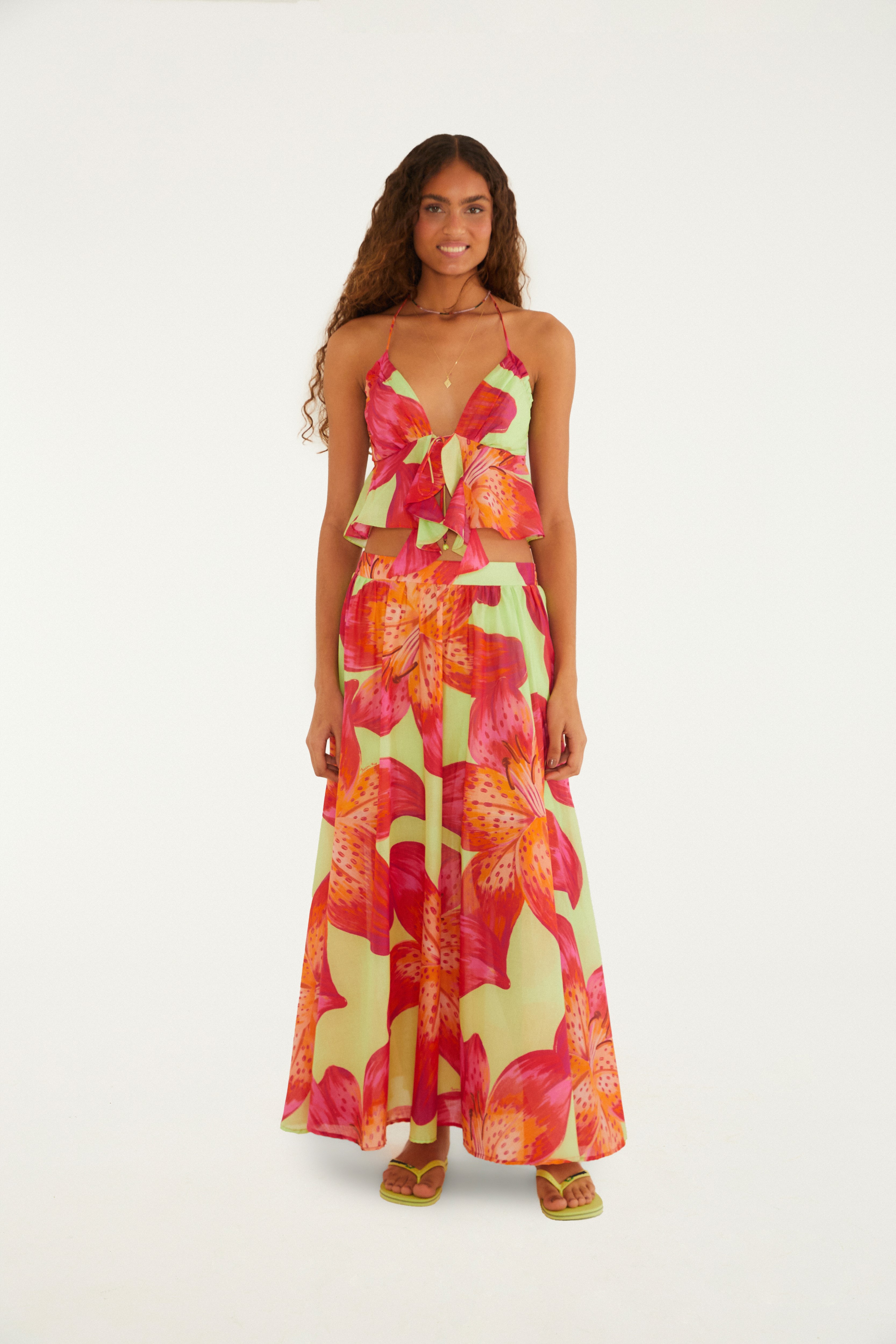 Blusa Estampada Lírio Tropical