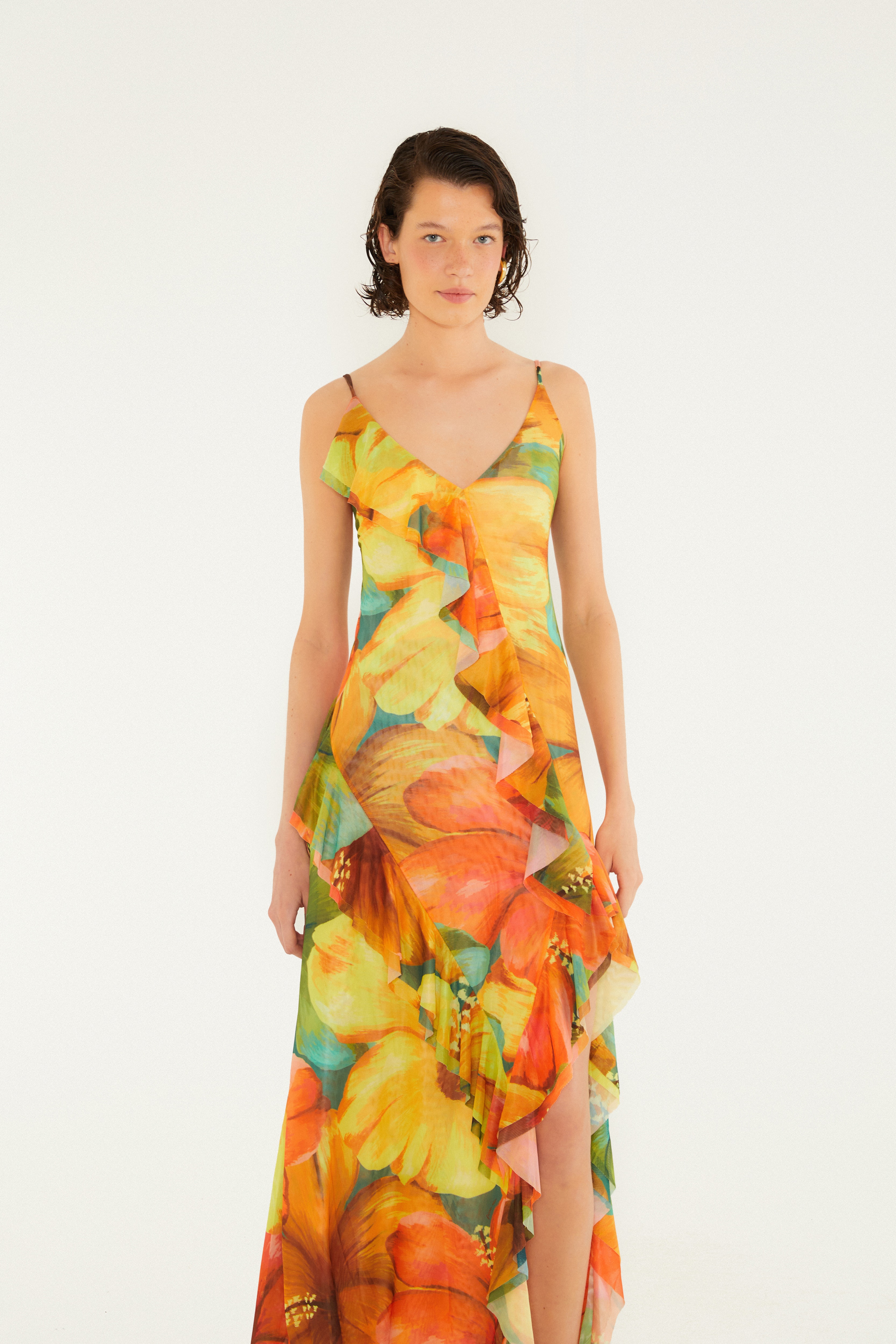 Vestido Tule Estampado Thalia