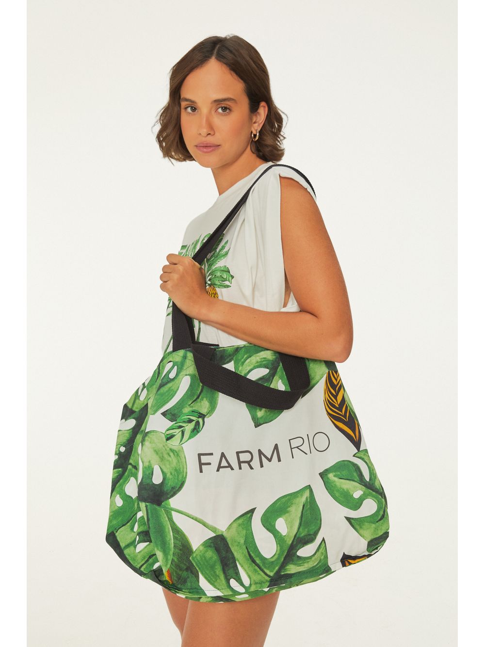 Farm — Bolsa Shopping Bag Estampada Folhagem