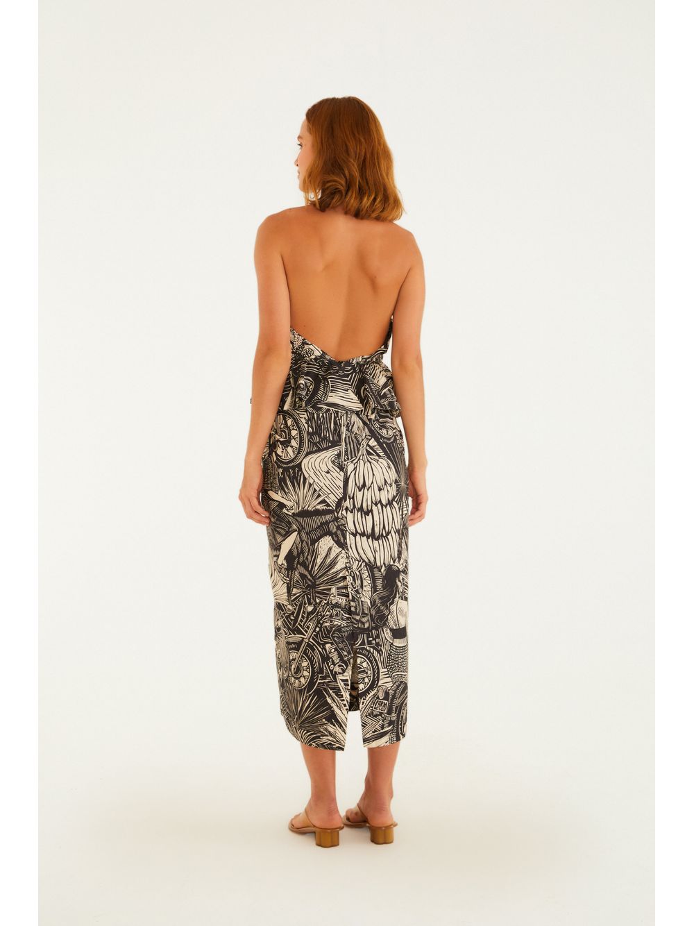 Farm — Vestido Midi Estampado Pb Ruta