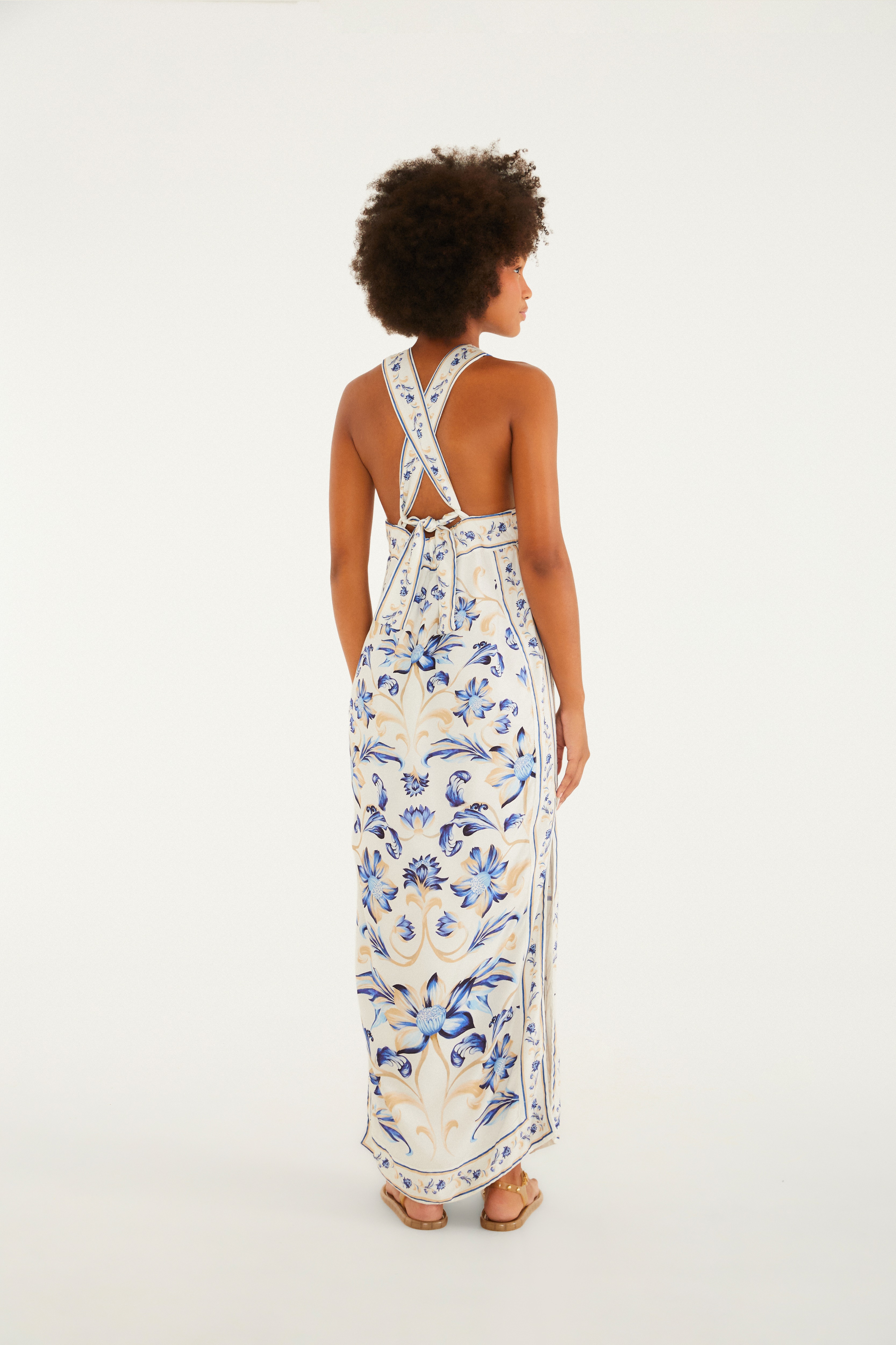 Vestido Cropped Estampado Azulejaria