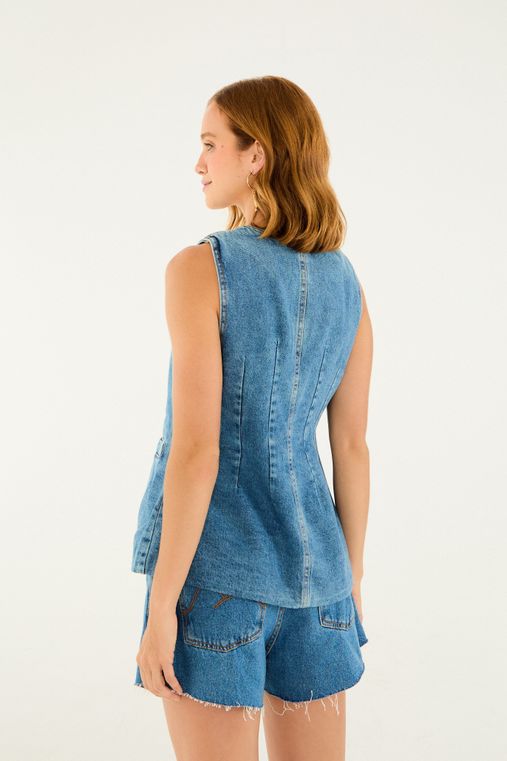 Colete Jeans Alfaiataria