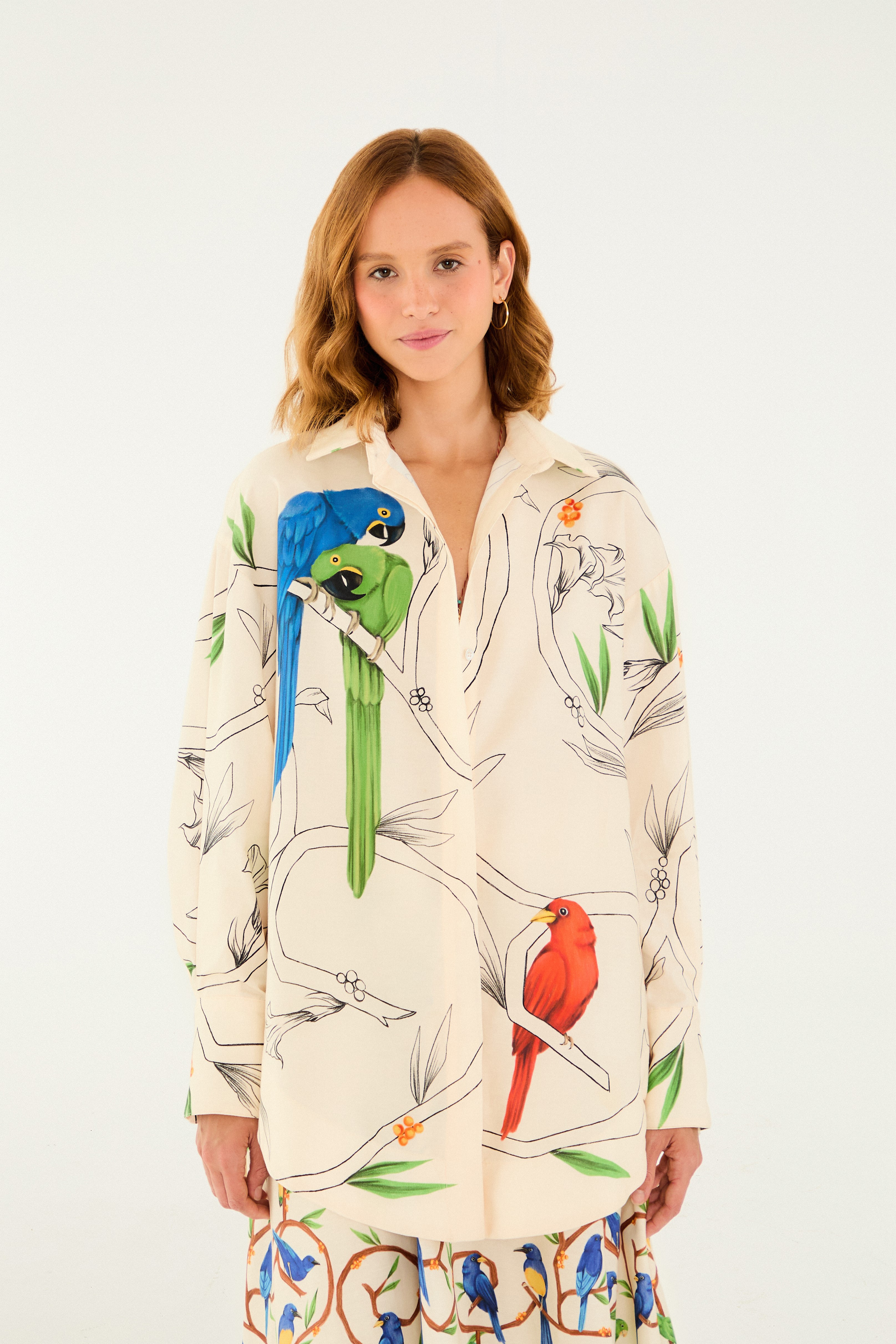 Camisa Manga Longa Estampada Flor De Aire