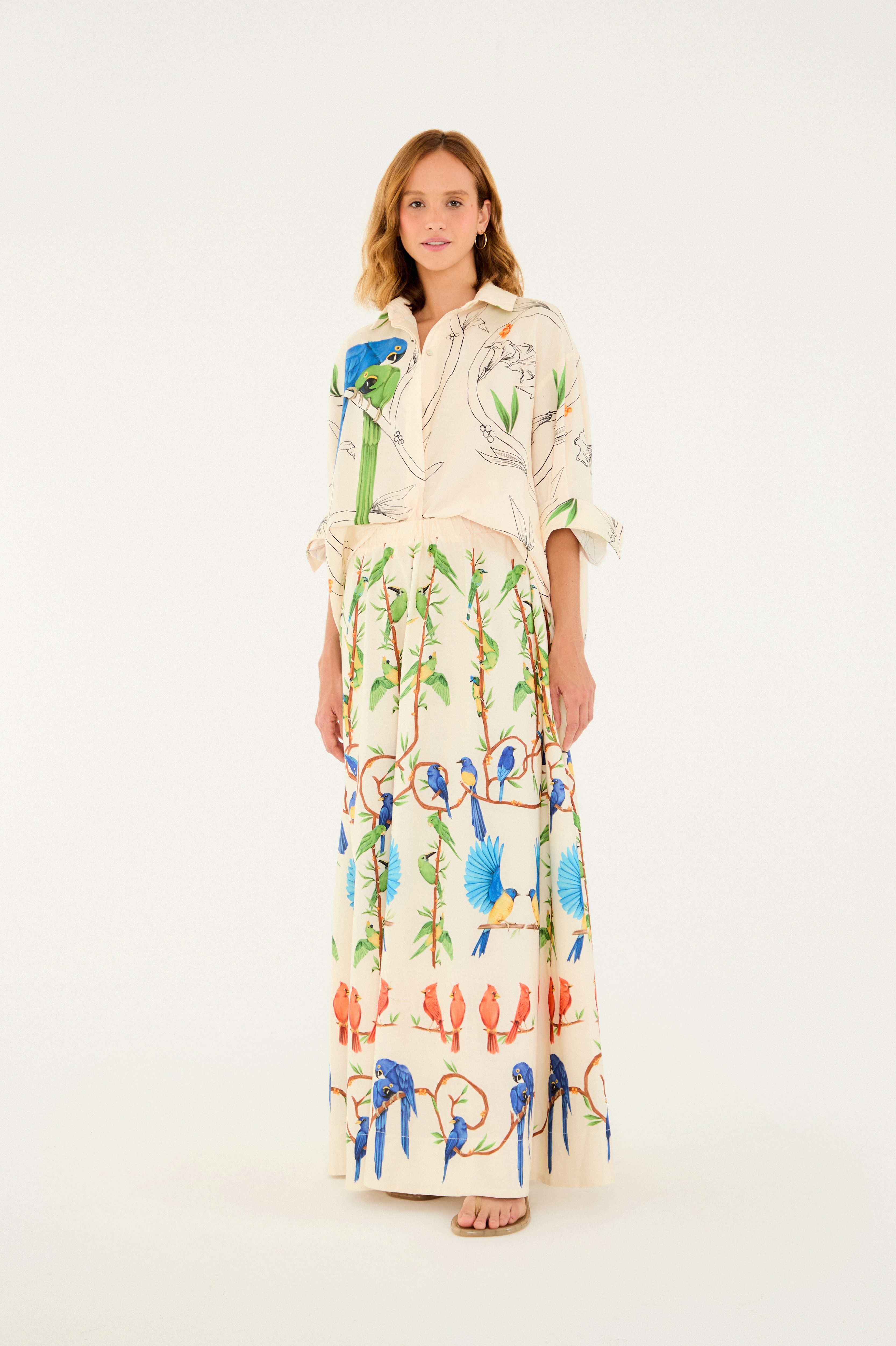 Camisa Manga Longa Estampada Flor De Aire