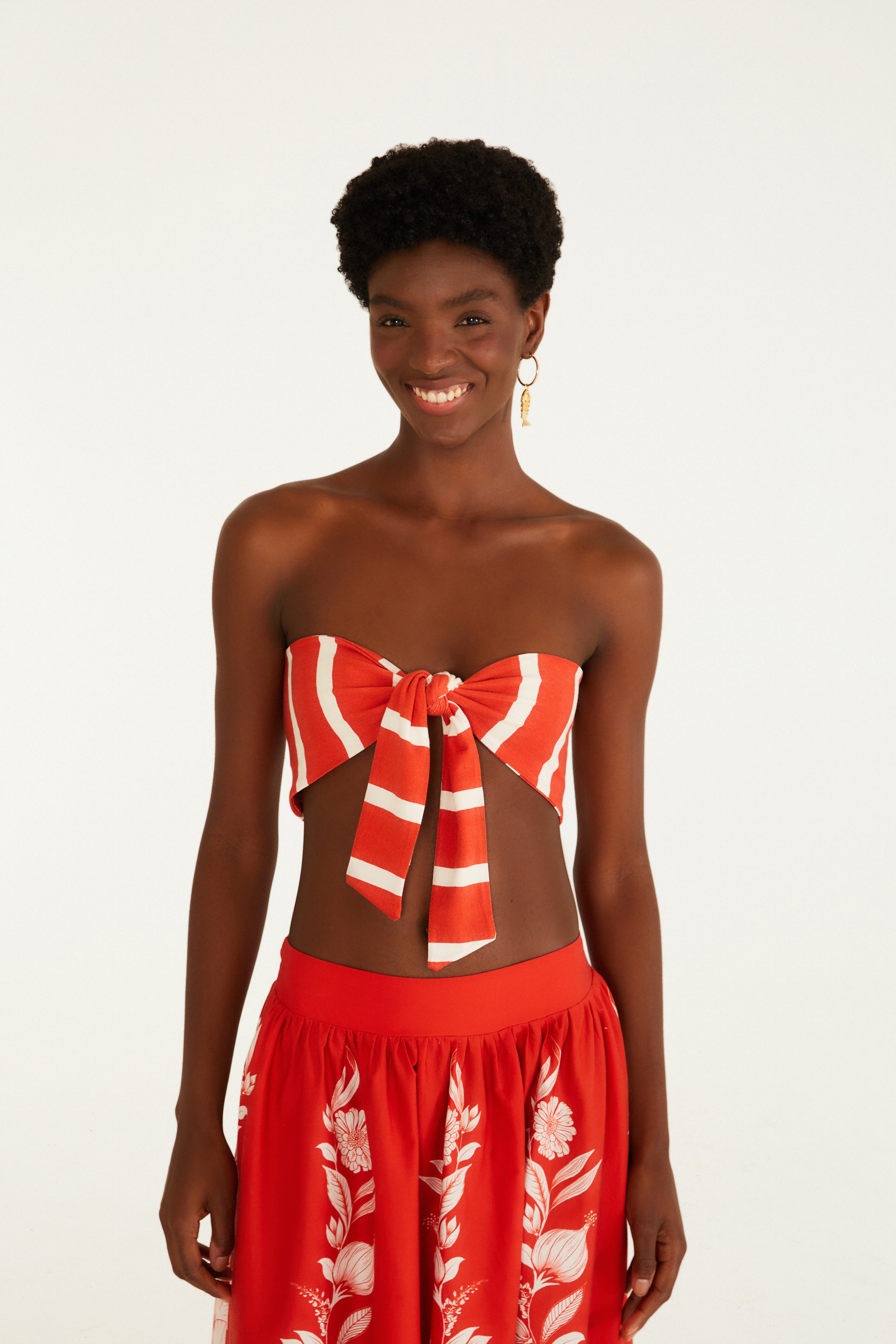 Top Lastex Estampado Peixe Copa