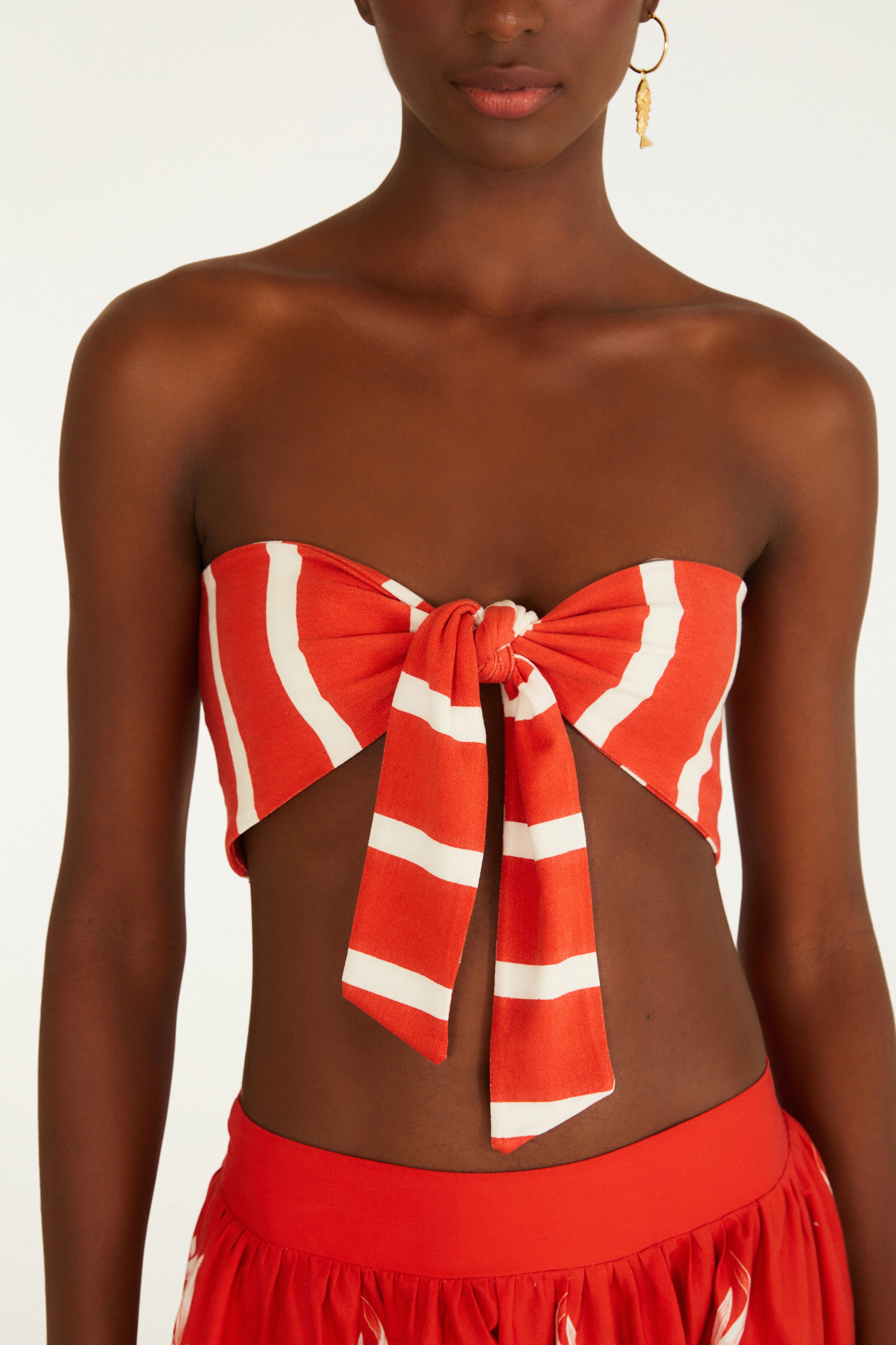Top Lastex Estampado Peixe Copa