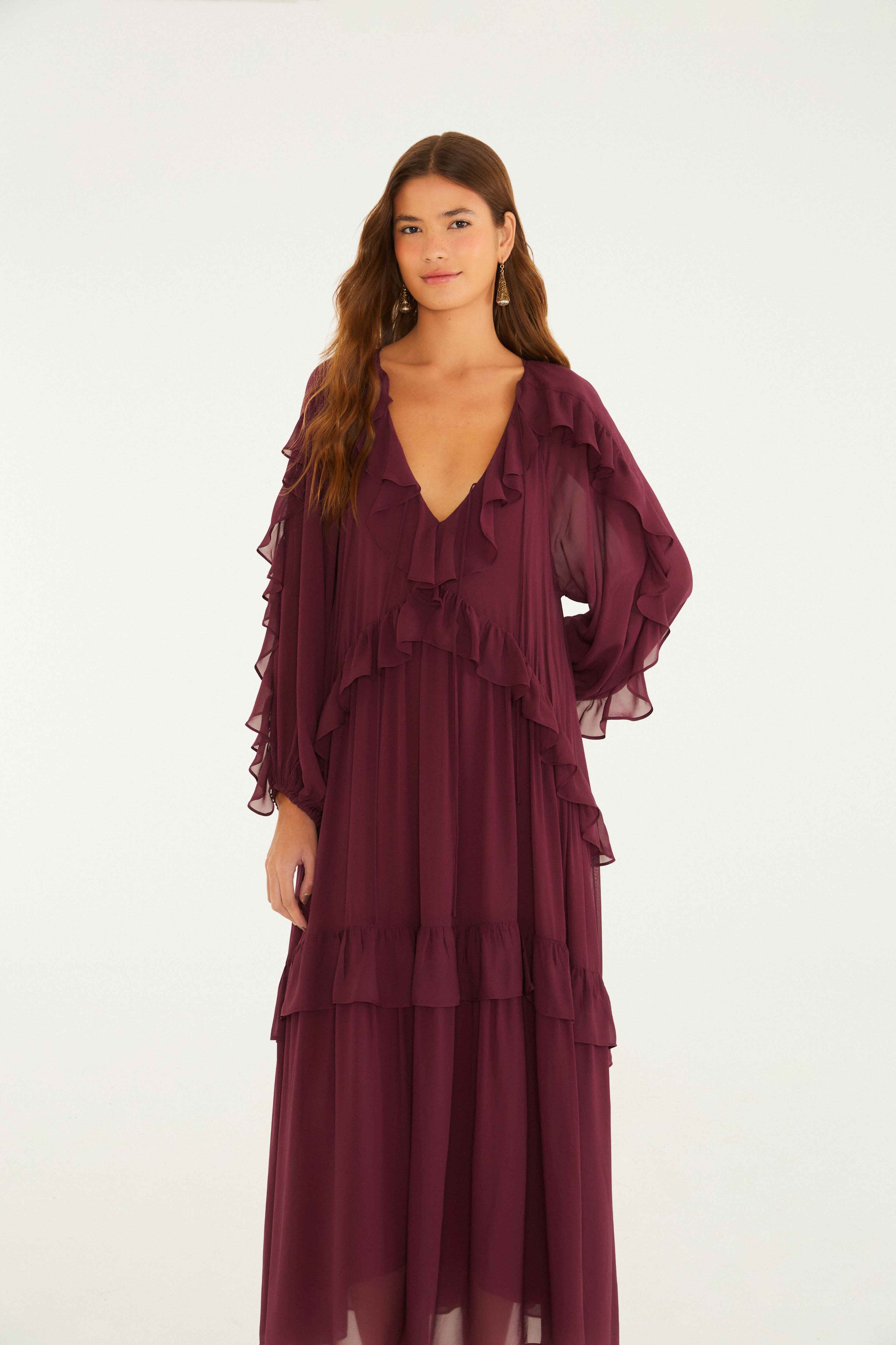 Vestido Mangas Babados