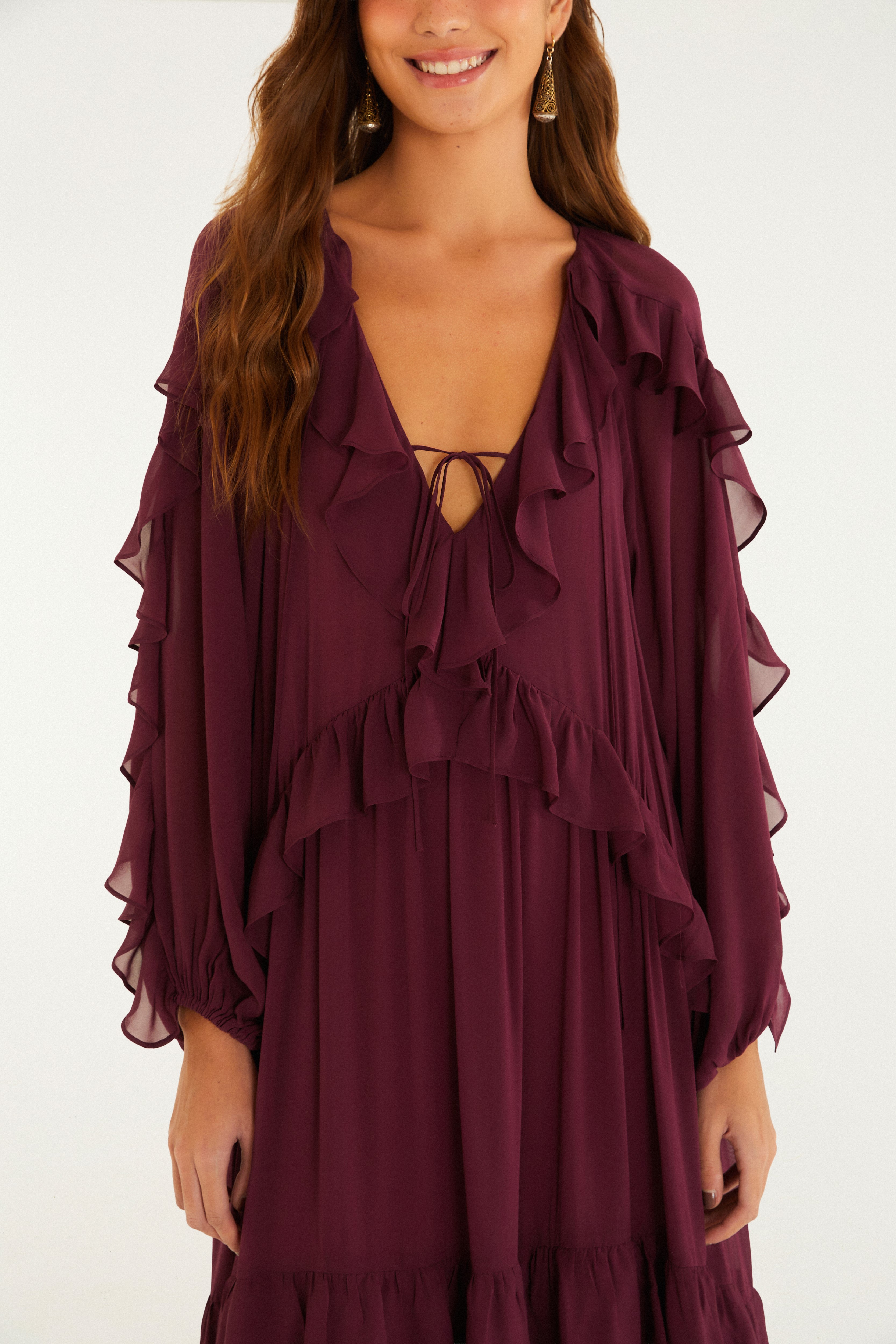 Vestido Mangas Babados
