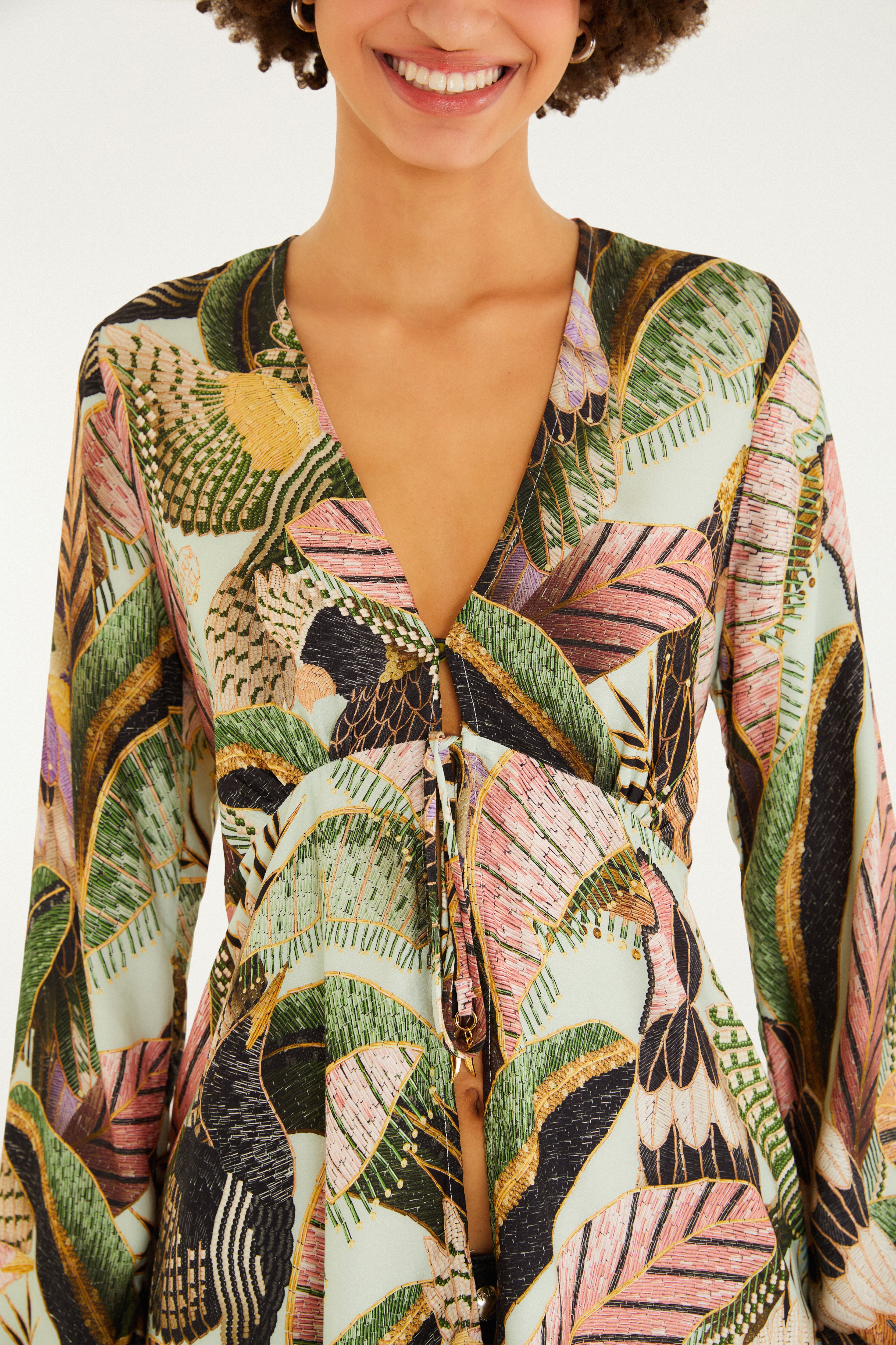 Bata Estampada Paraíso Das Aves