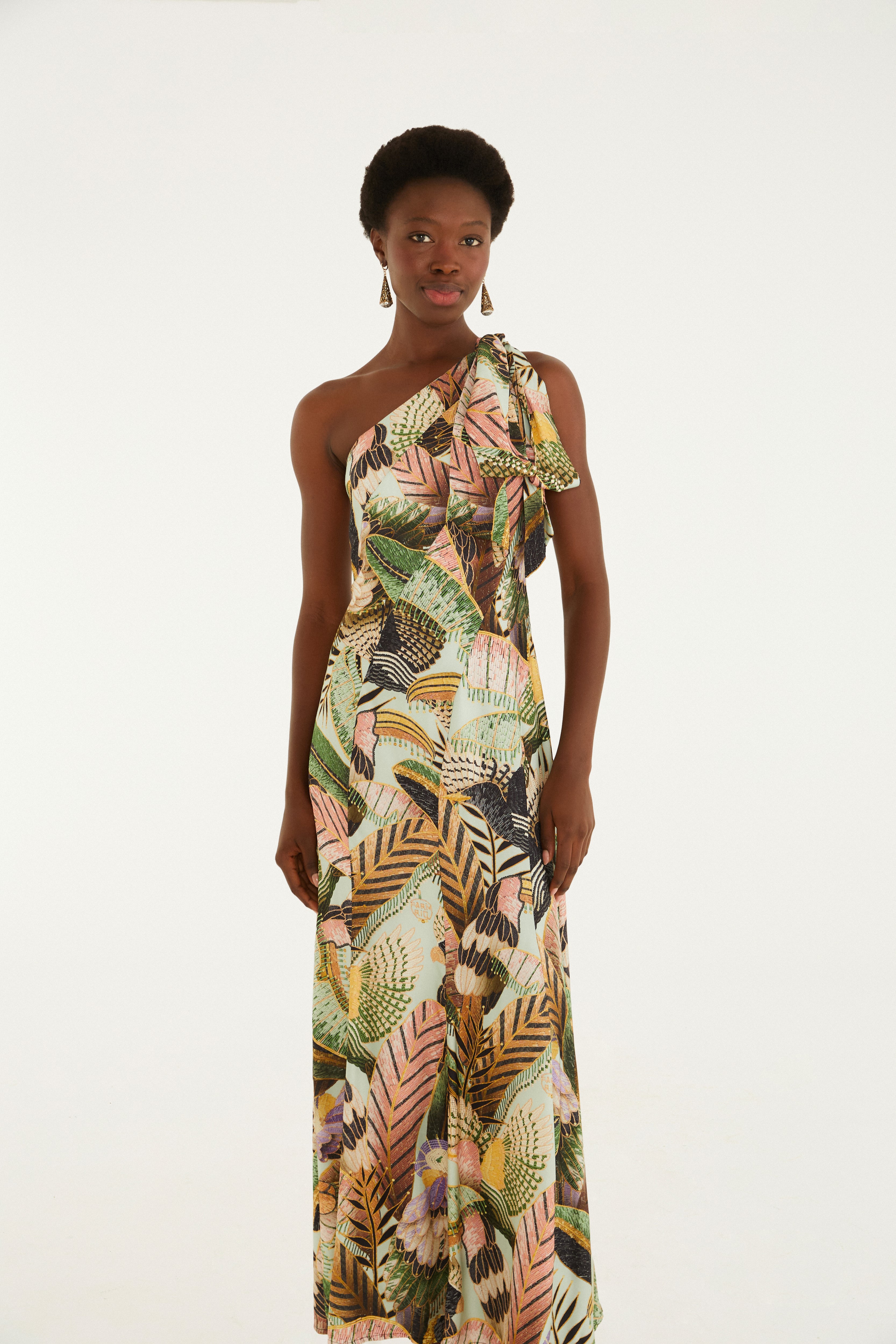 Vestido Longo Estampado Paraíso Das Aves