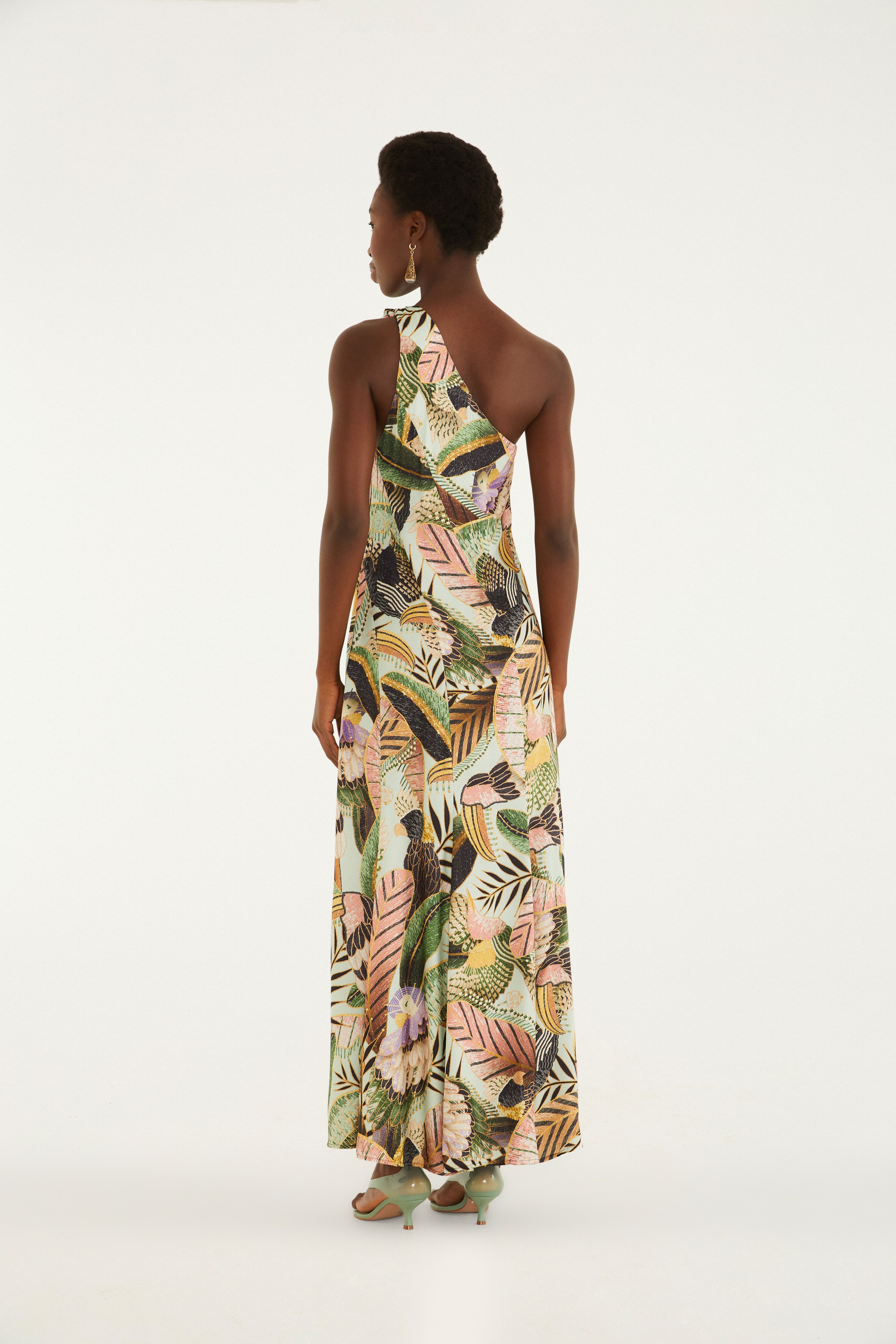 Vestido Longo Estampado Paraíso Das Aves