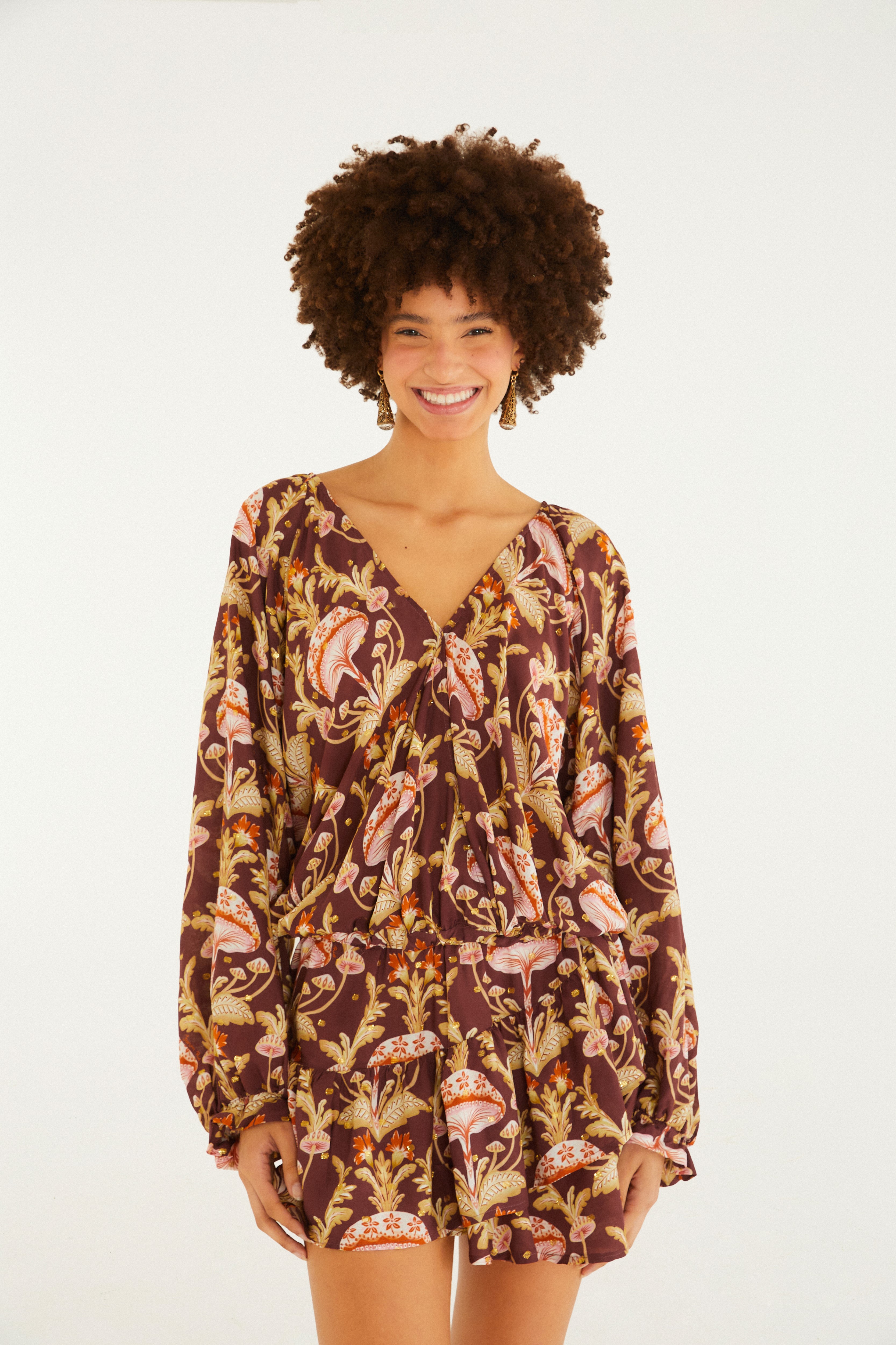 Vestido Curto Estampado Doce Cogumelo