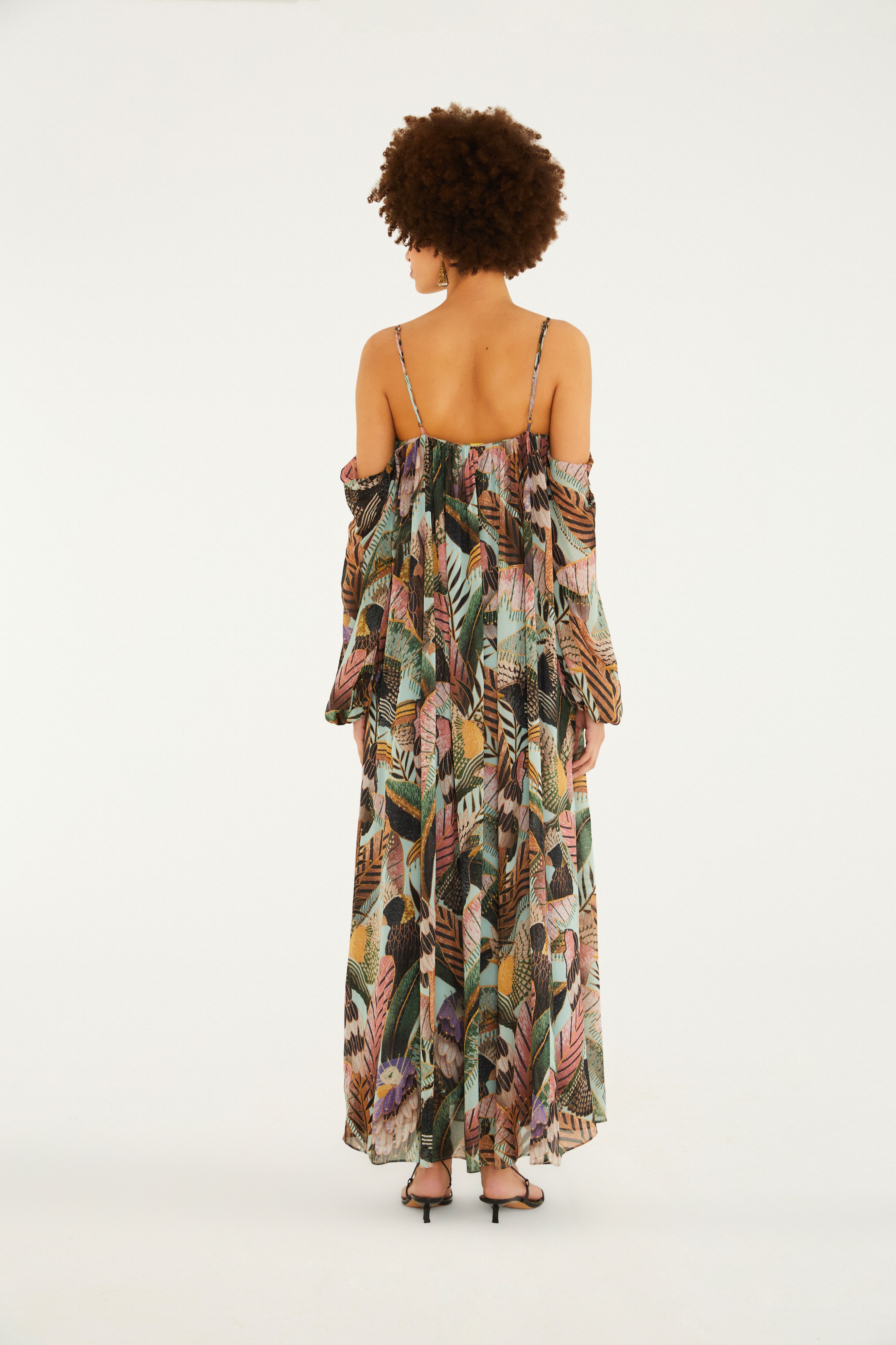 Vestido Longo Estampado Paraíso Das Aves