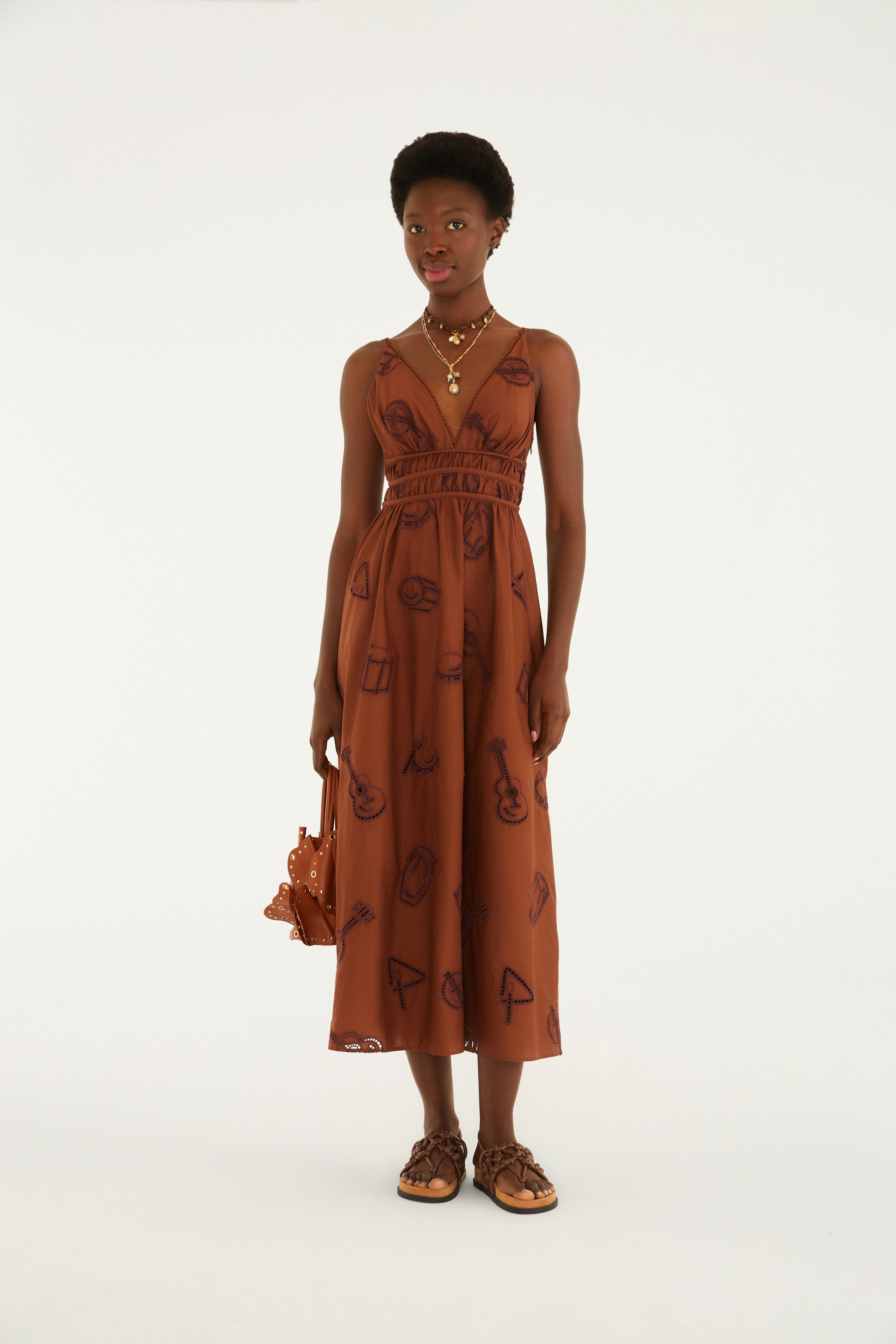 Vestido Midi Laise Estampado Som Do Rio