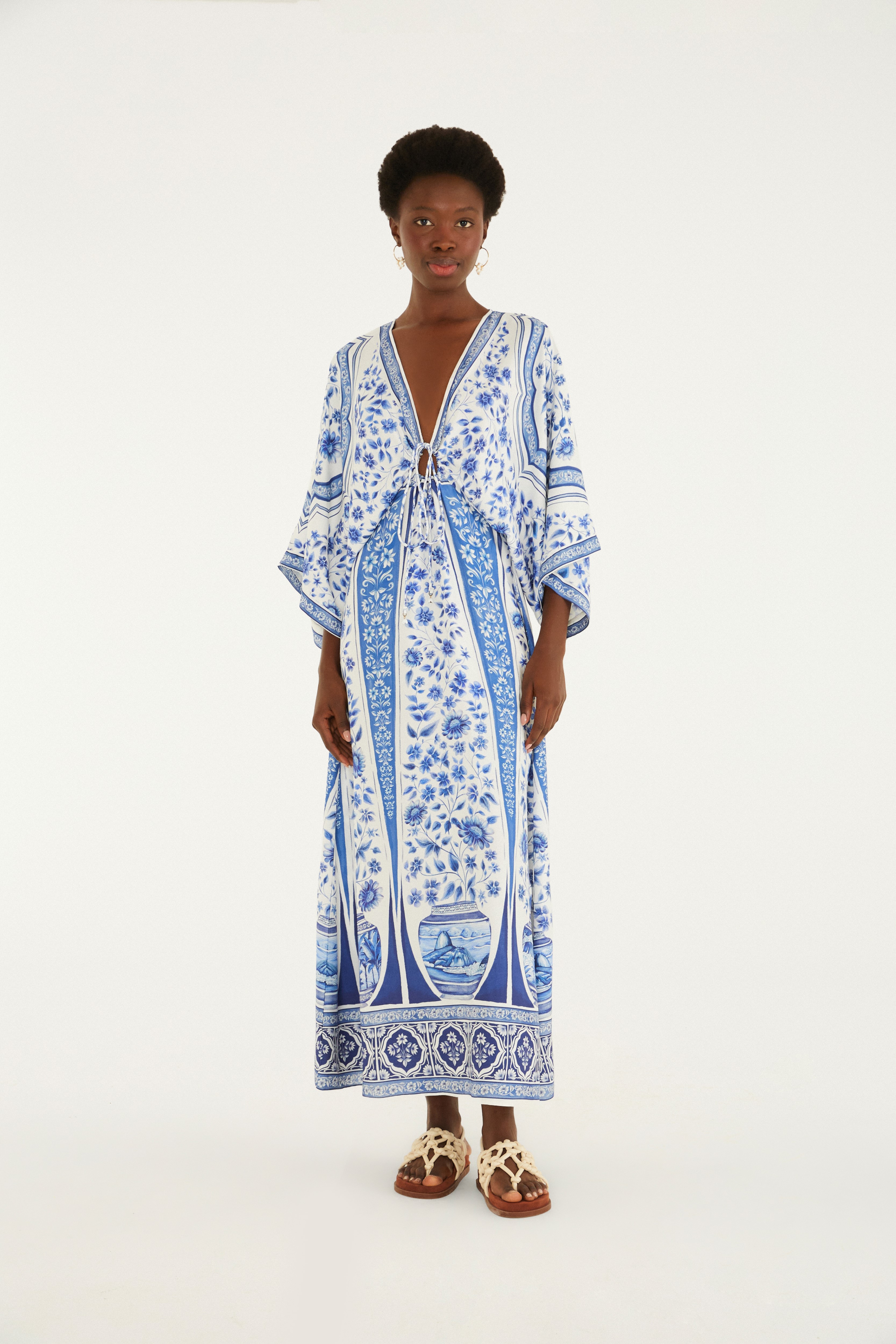 Vestido Cropped Estampado Porcelana
