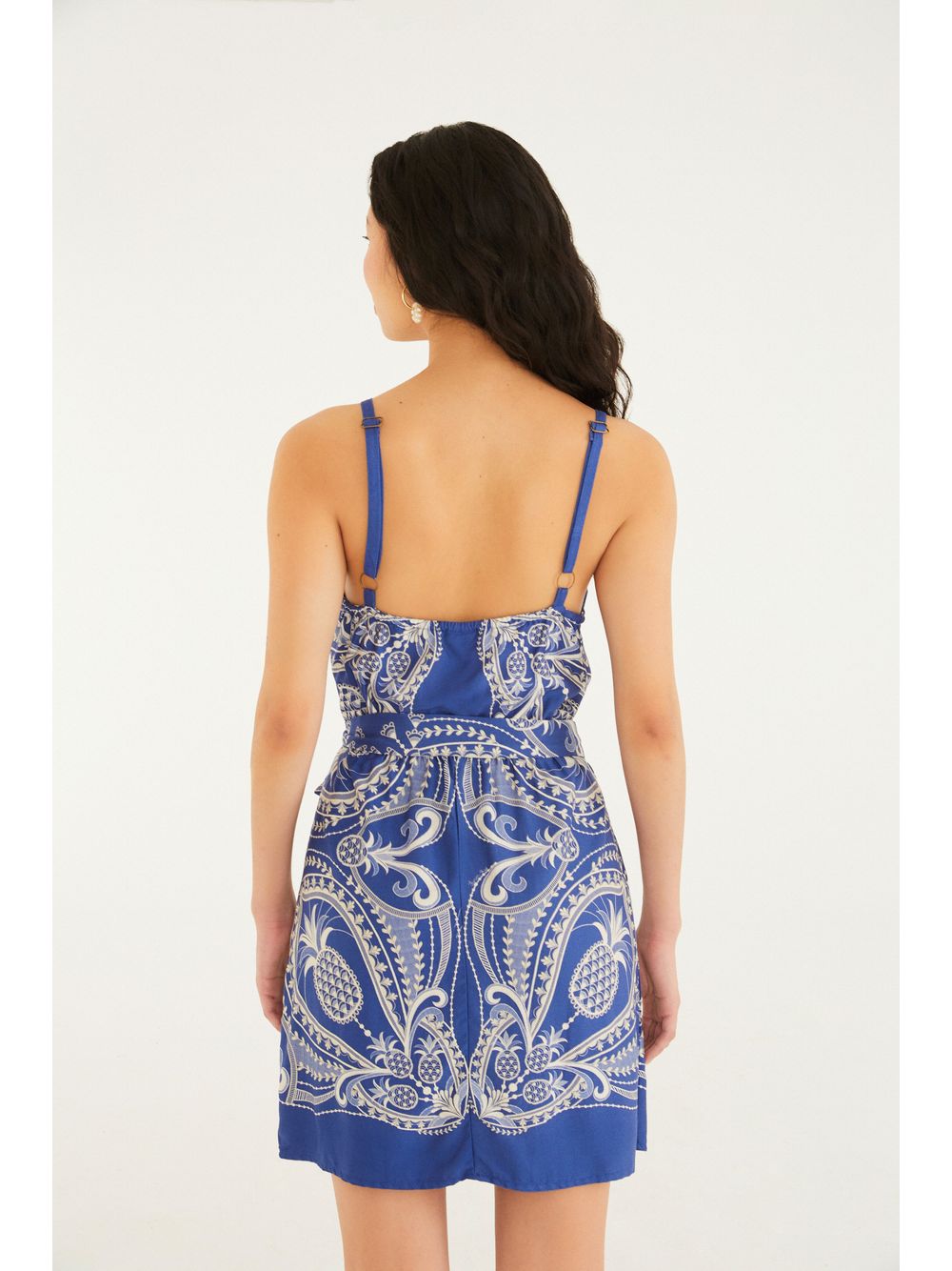Farm — Vestido Curto Estampado Renda De Abacaxi