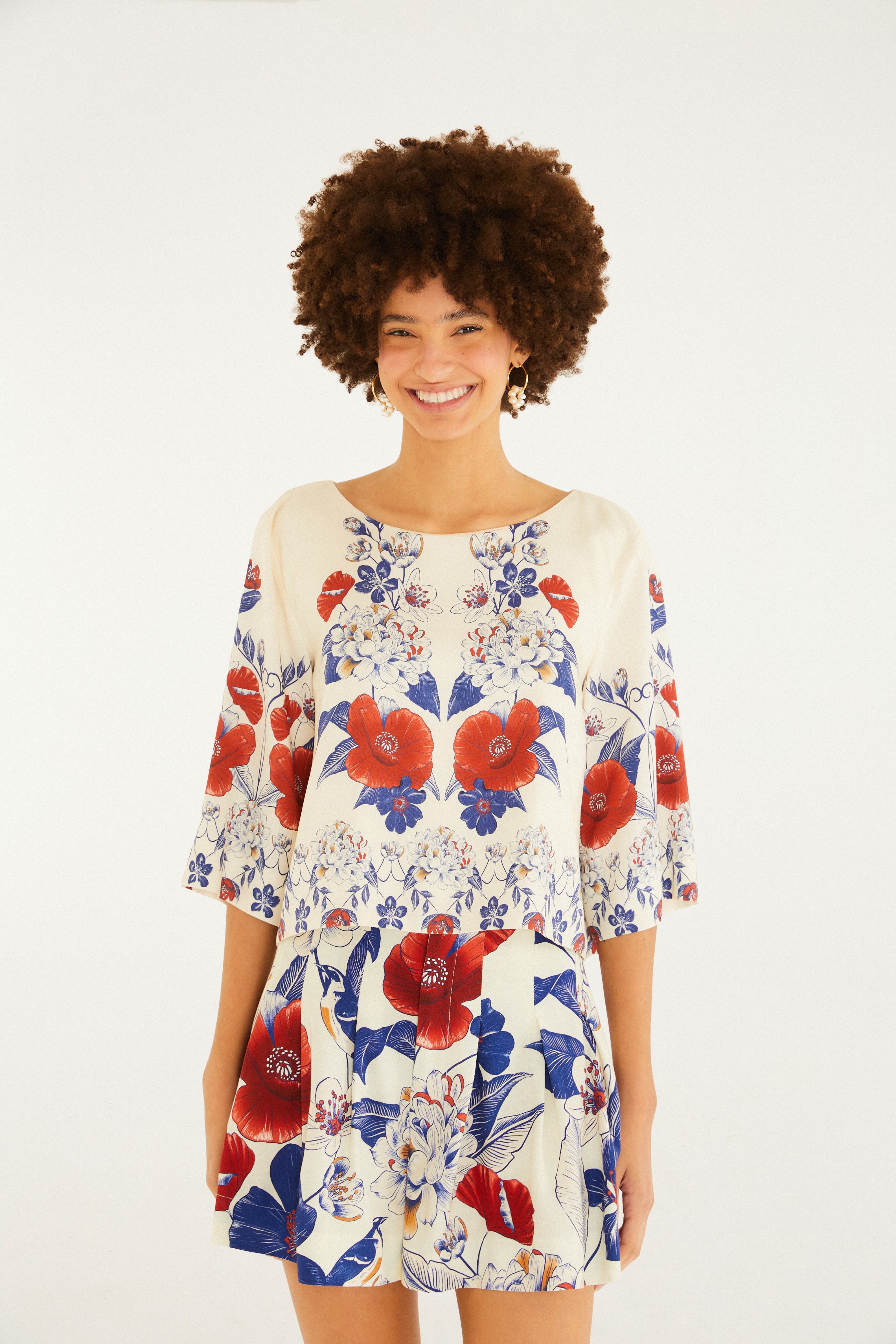 T-Shirt Cropped Floral Lina