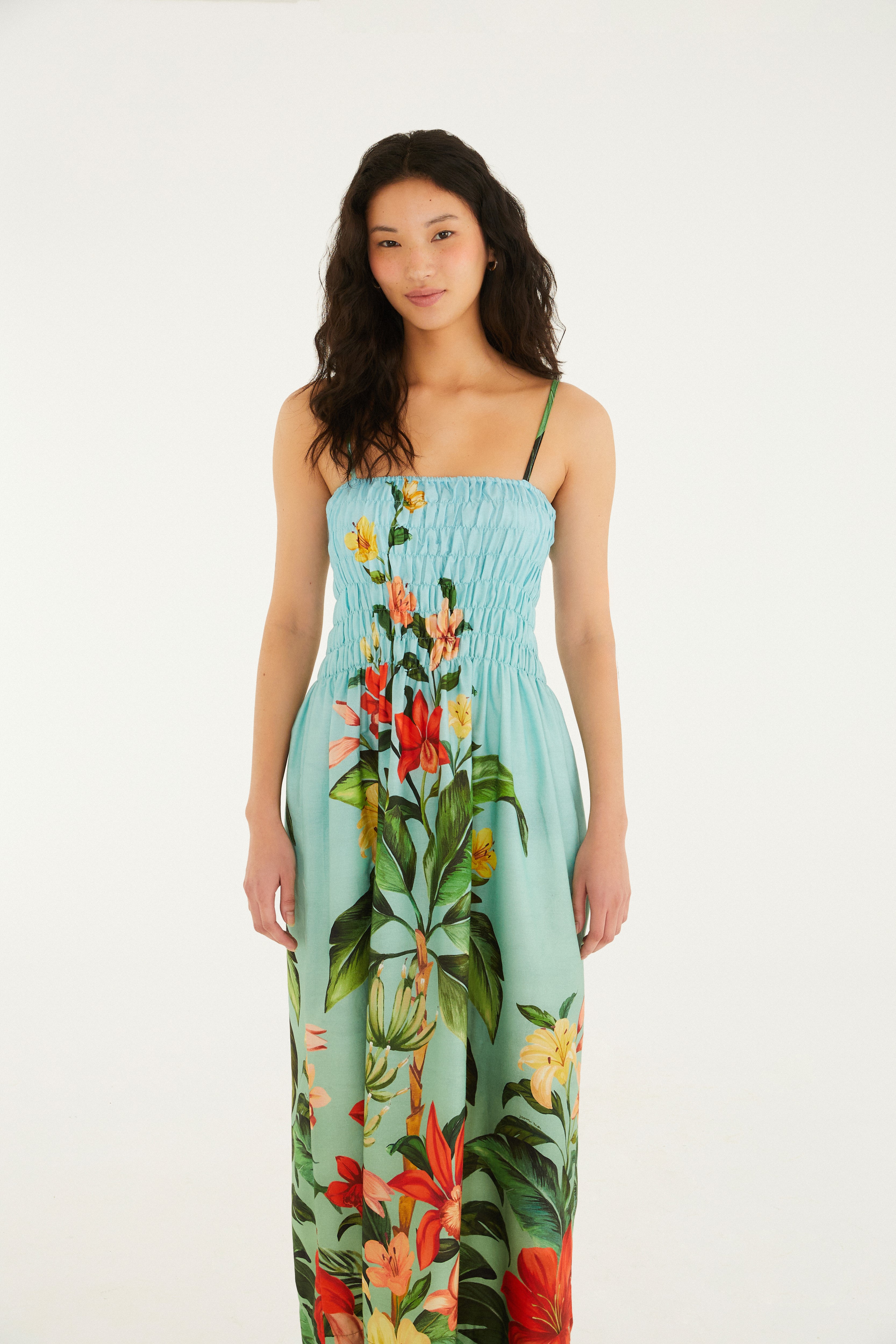 Vestido Midi Estampado Jardim Eva