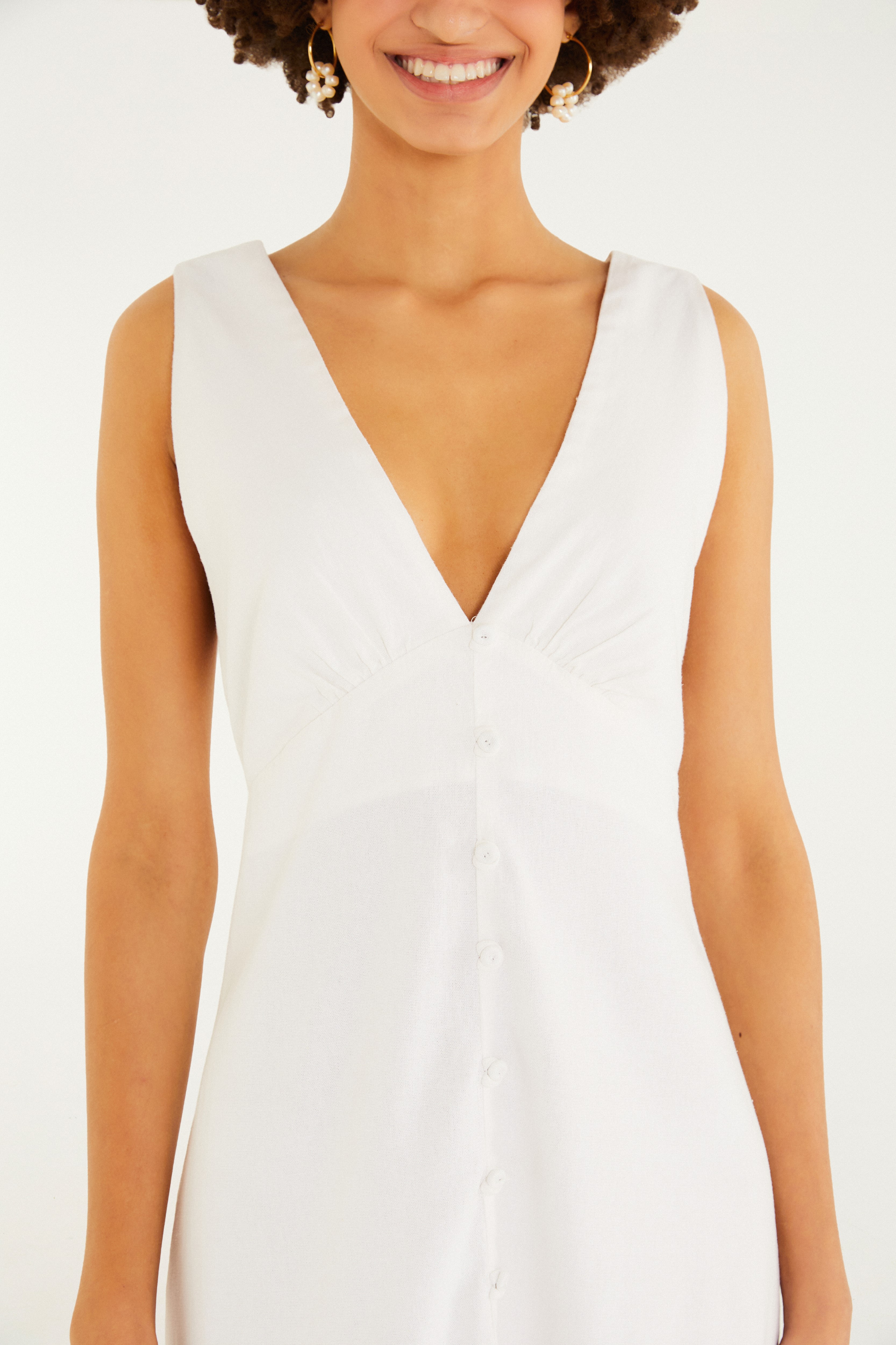 Vestido Curto Botoes Frente