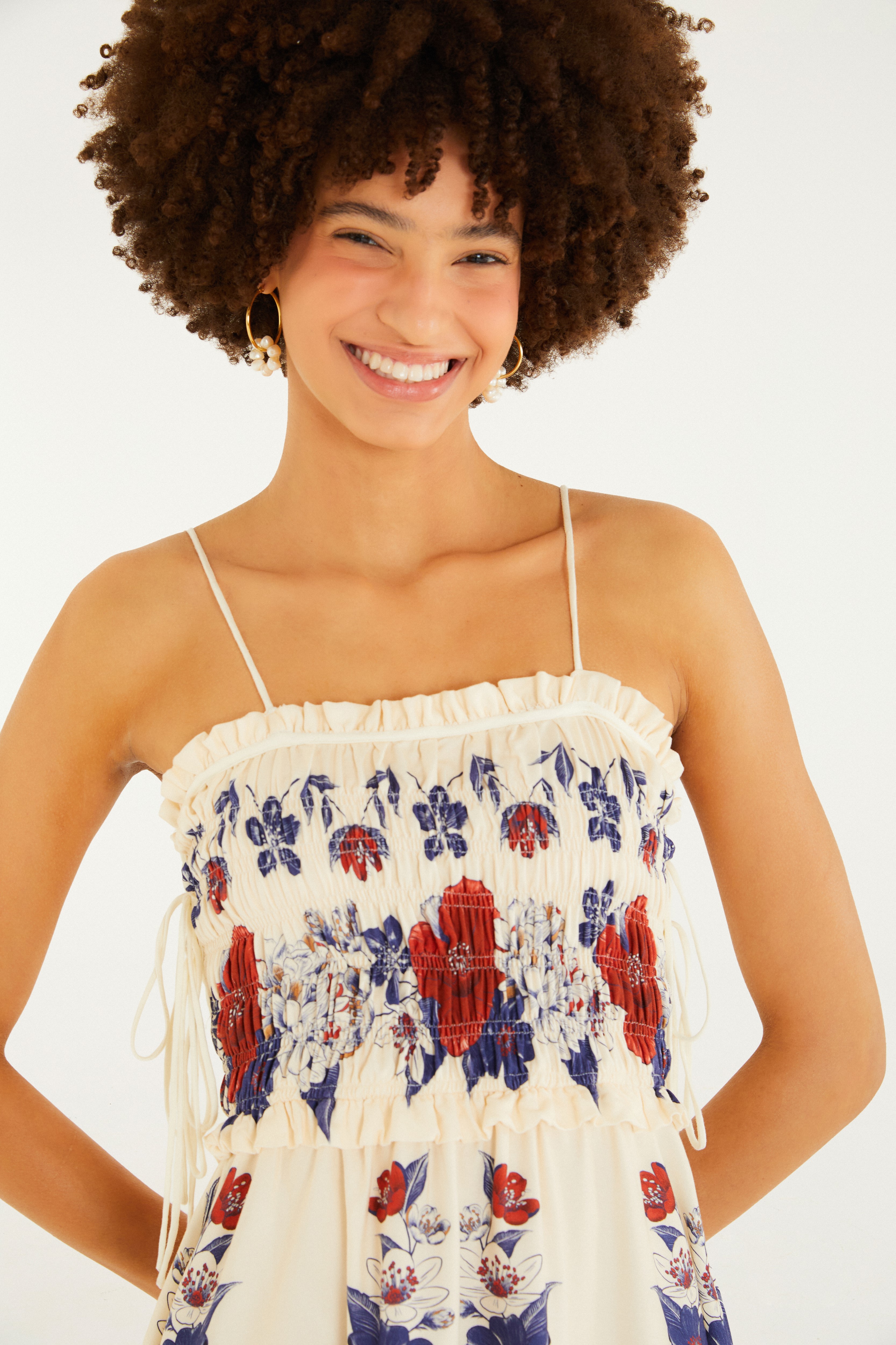 Vestido Curto Estampado Floral Lina