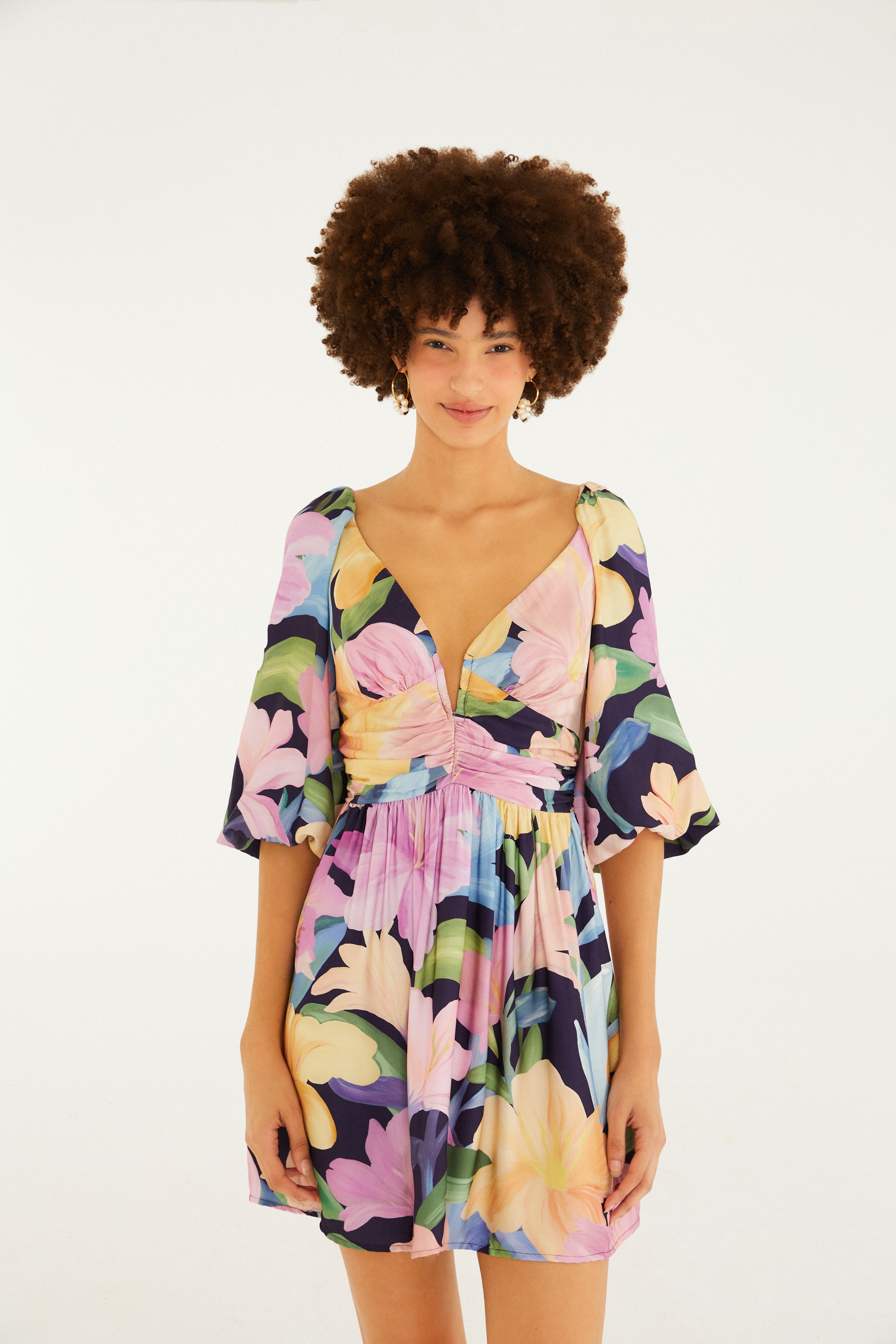 Vestido Curto Estampado Floral Nina