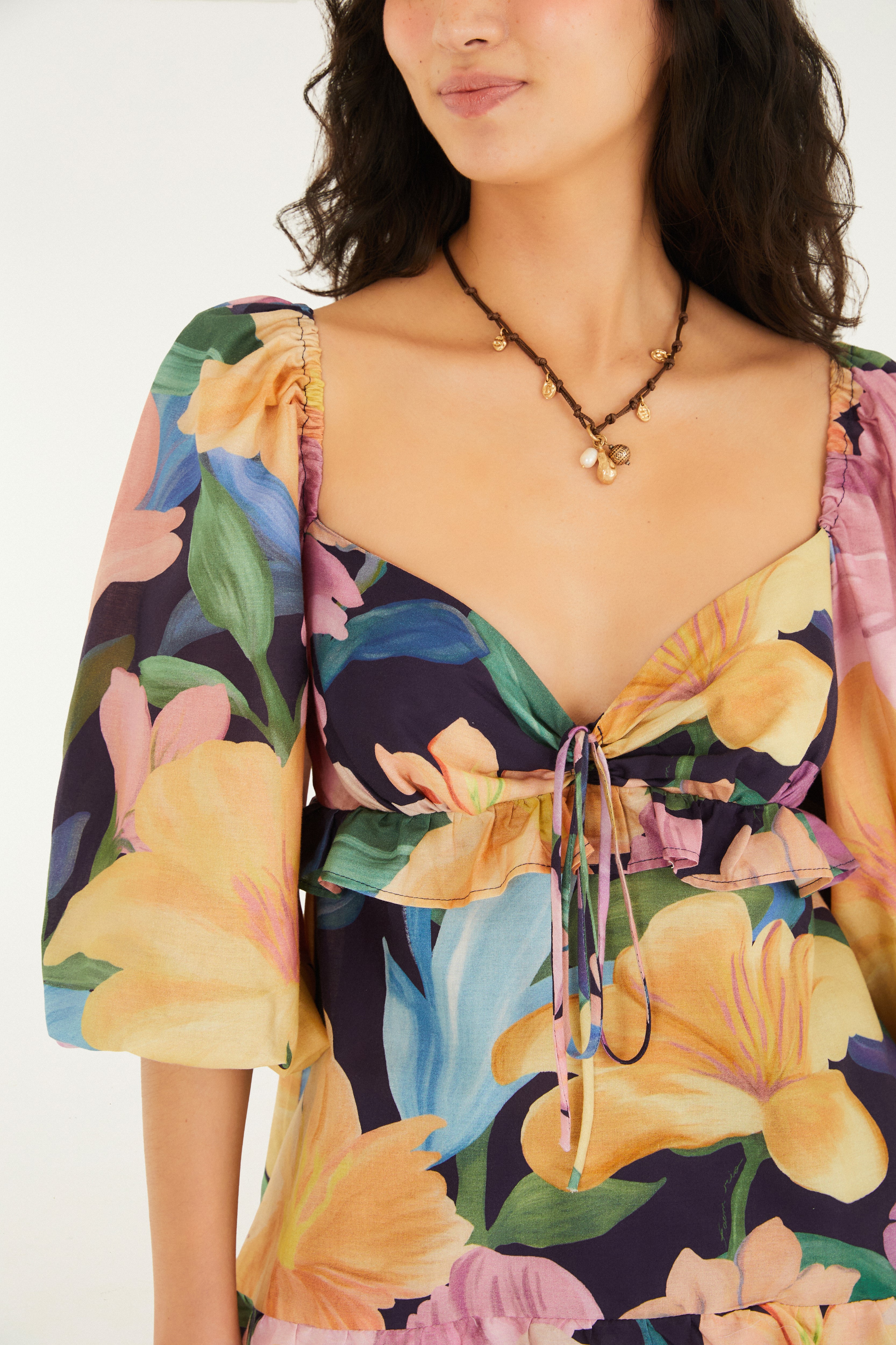 Blusa Mangas Estampada Floral Nina