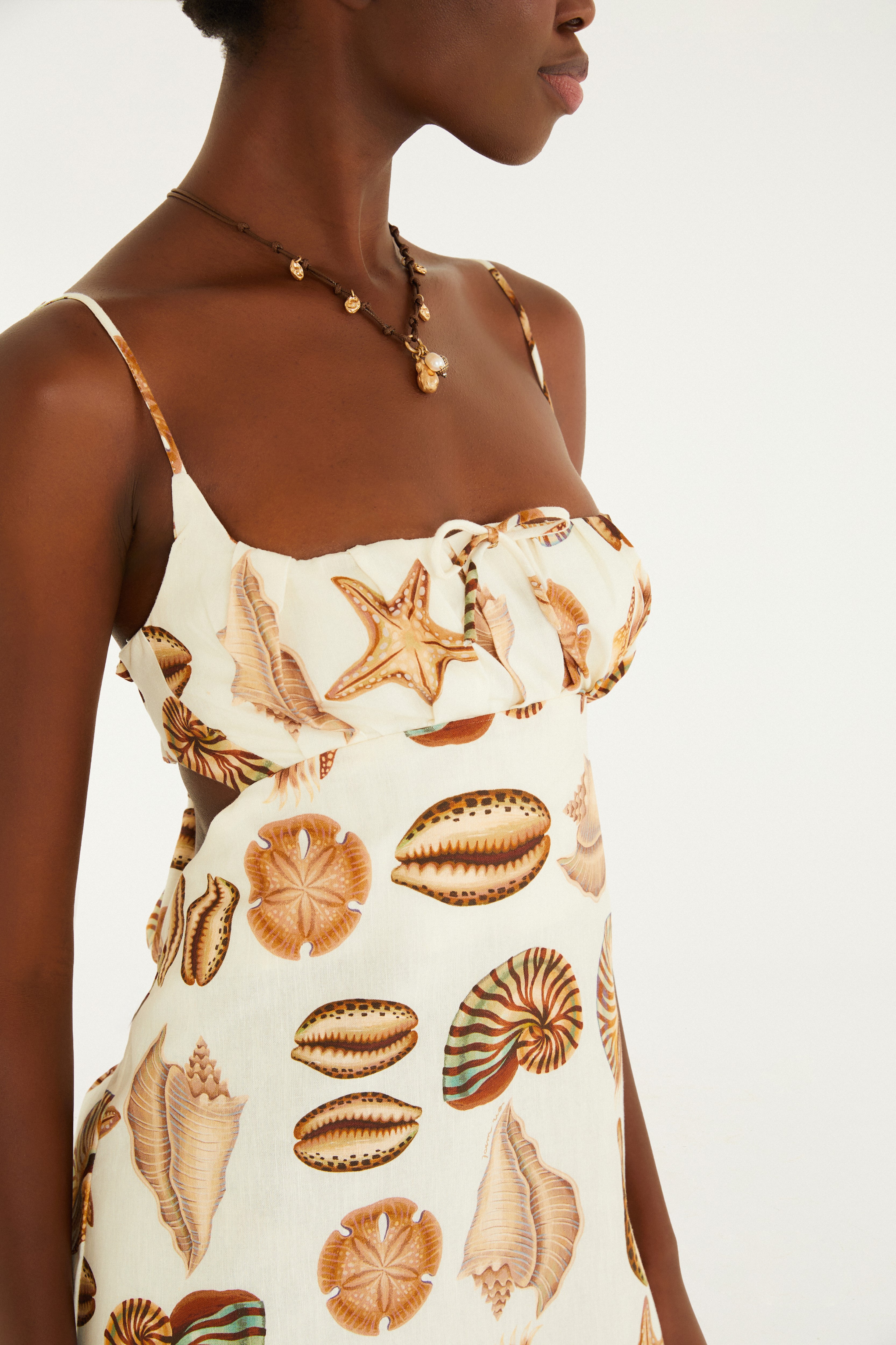 Vestido Curto Estampado Conchas