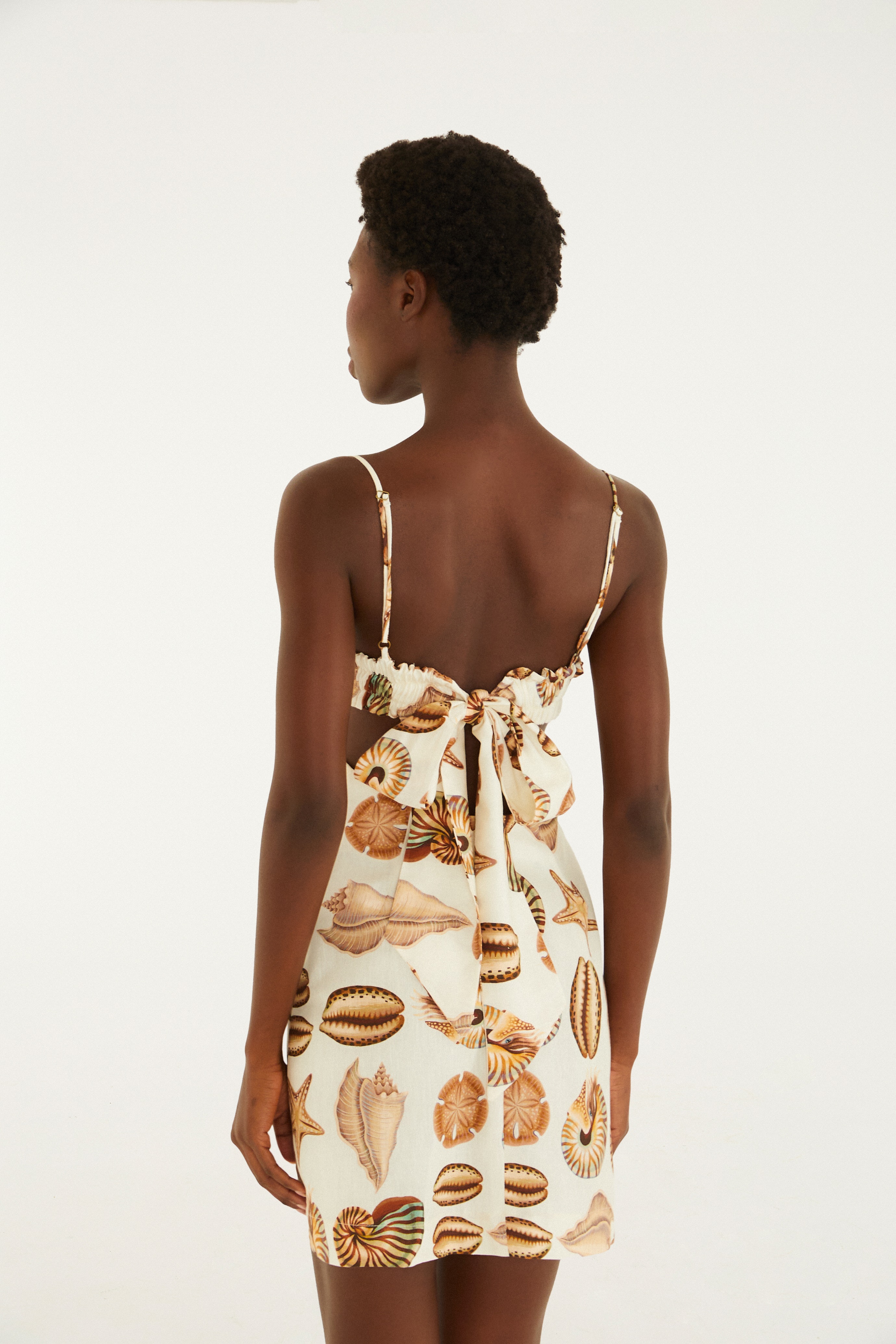 Vestido Curto Estampado Conchas