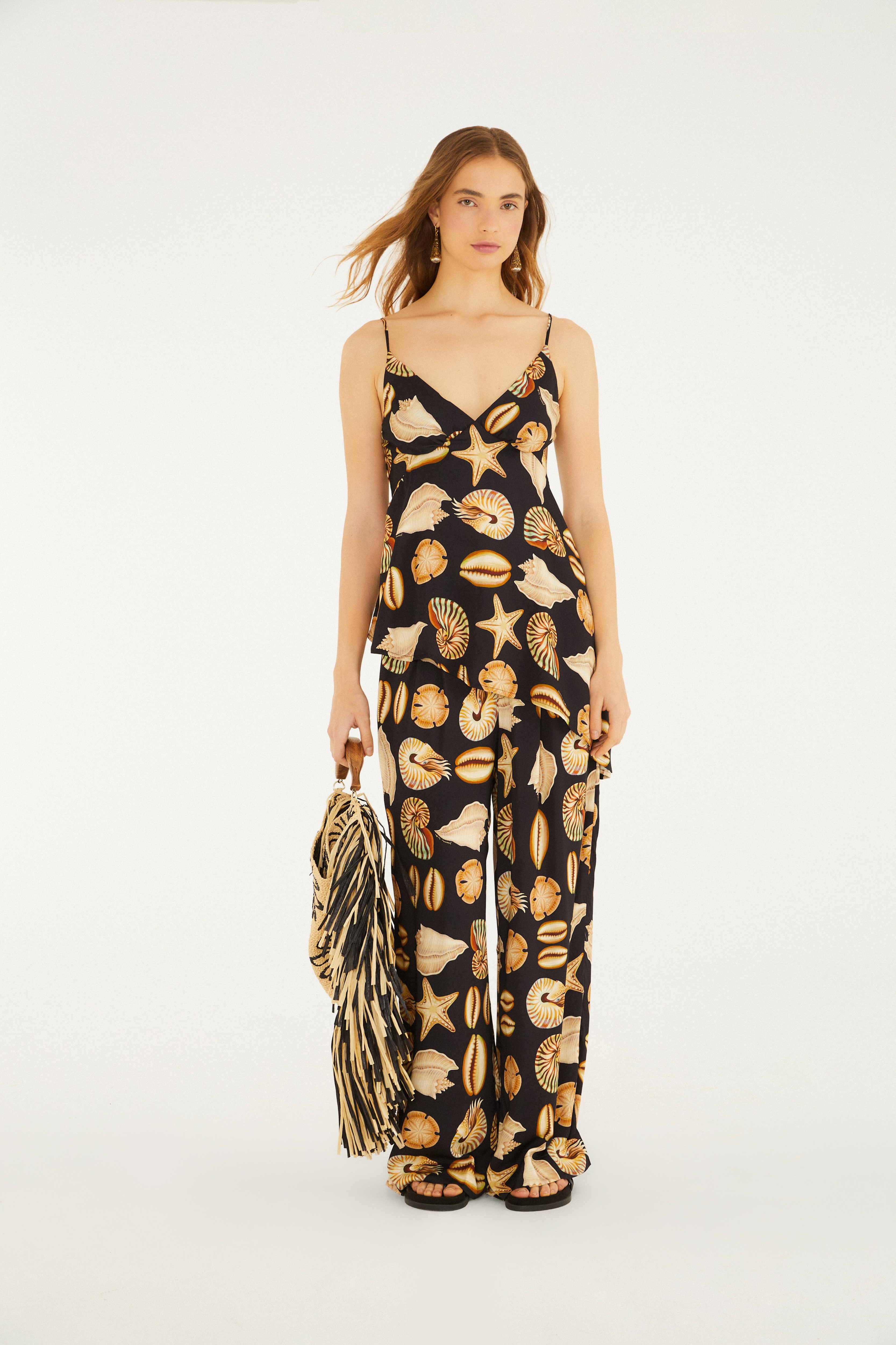 Blusa Alcinhas Estampada Conchas
