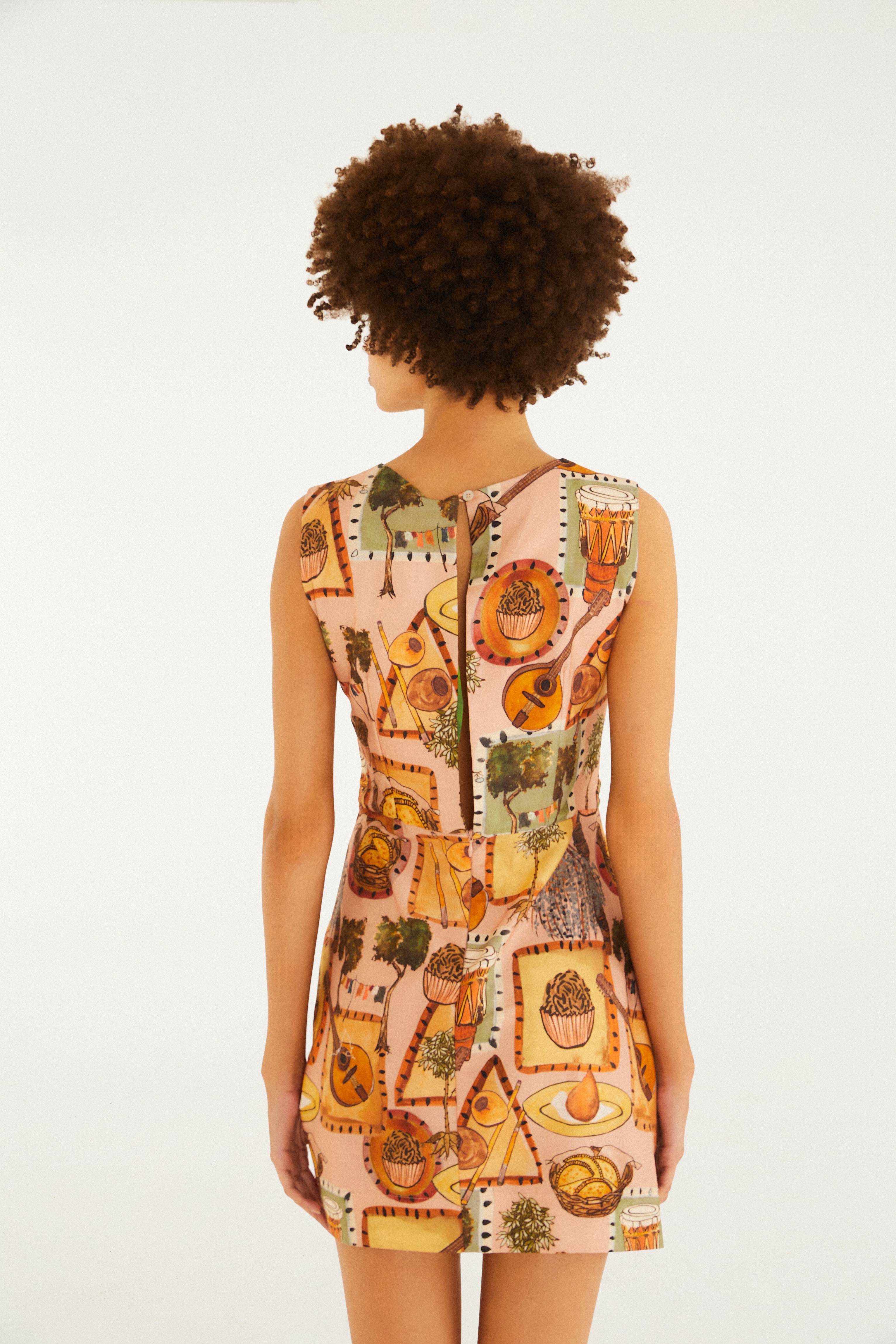 Vestido Curto Estampado Boemia