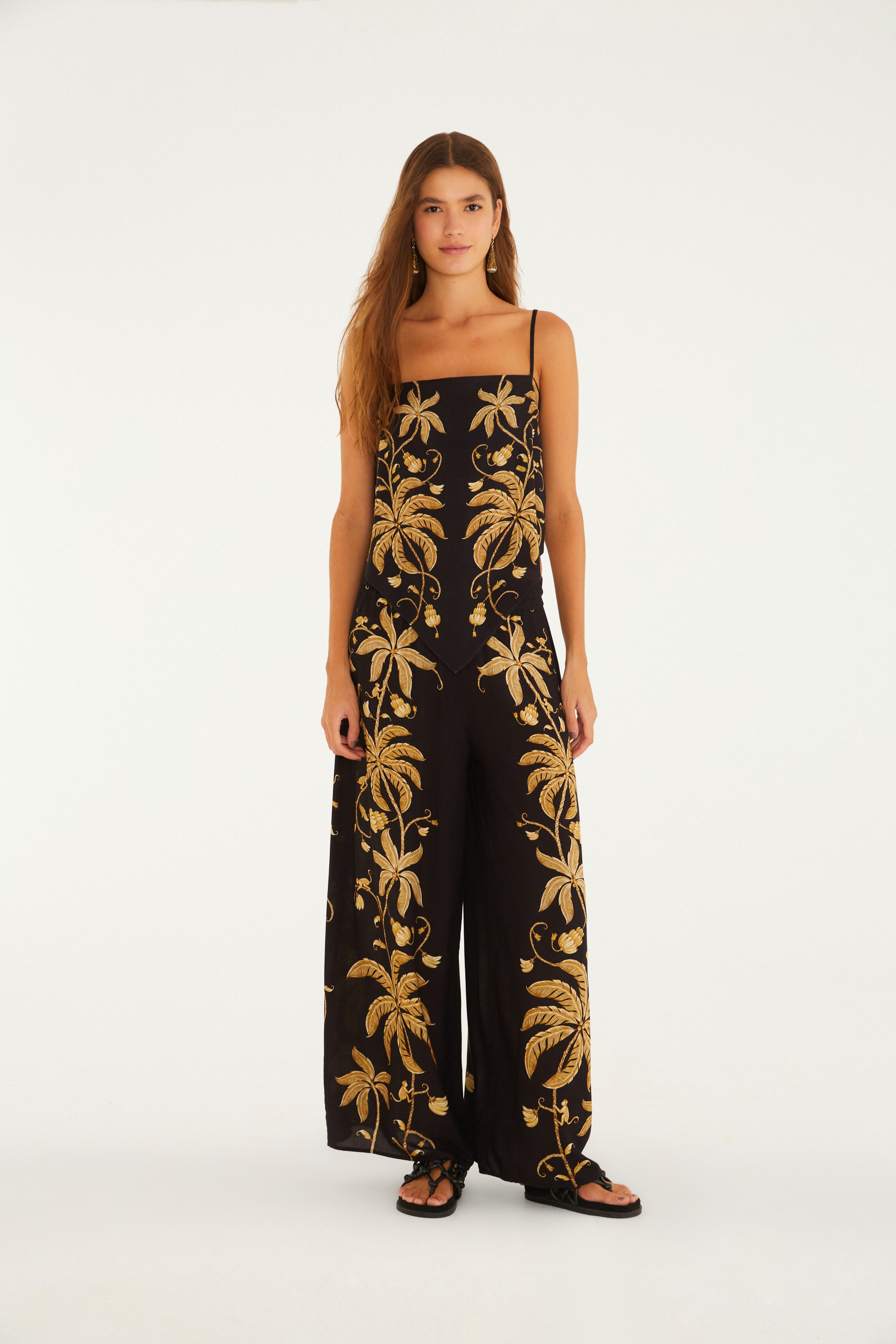 Regata Estampada Ourinho Tropical Preto