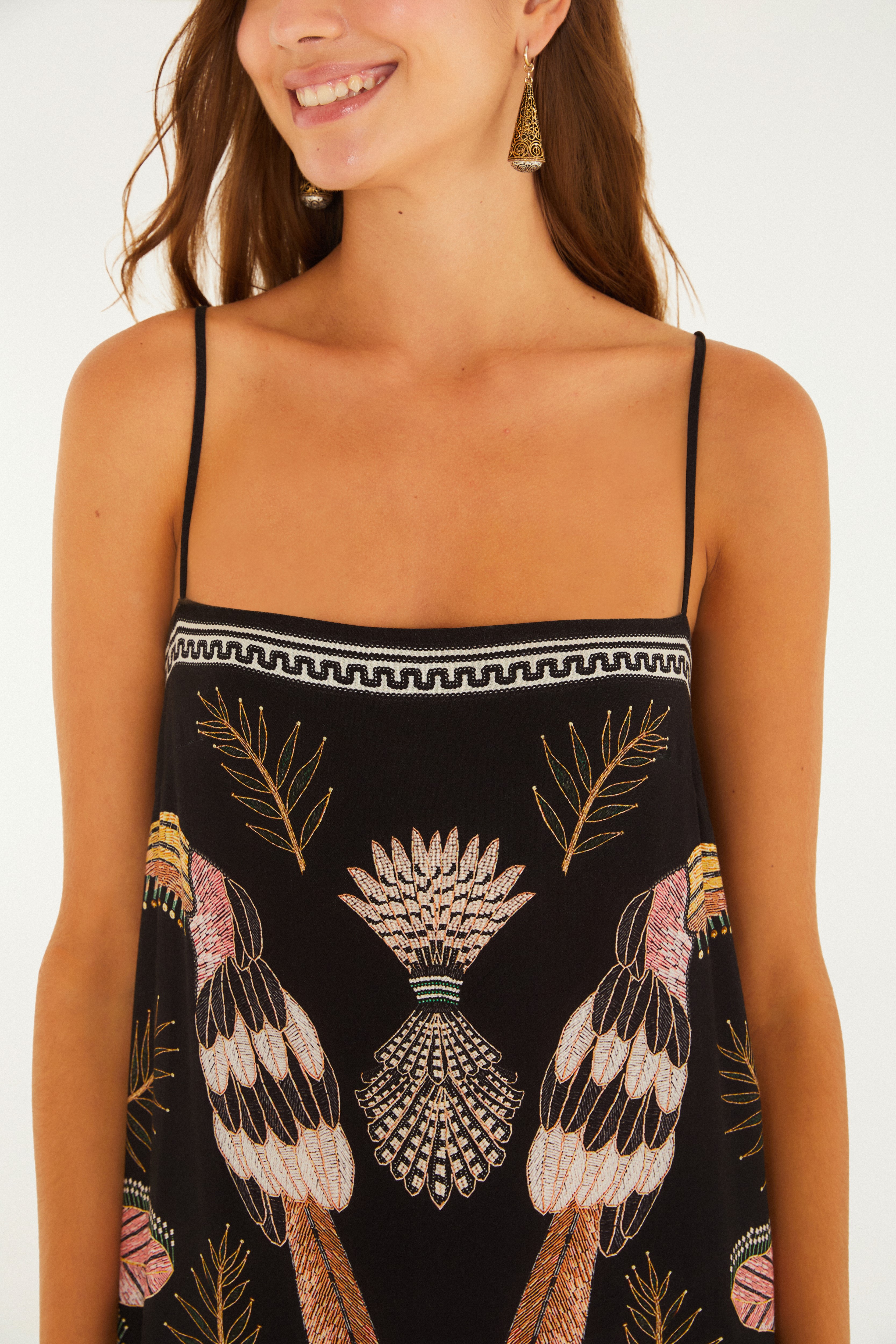 Vestido Longo Estampado Recanto Dos Pássaros