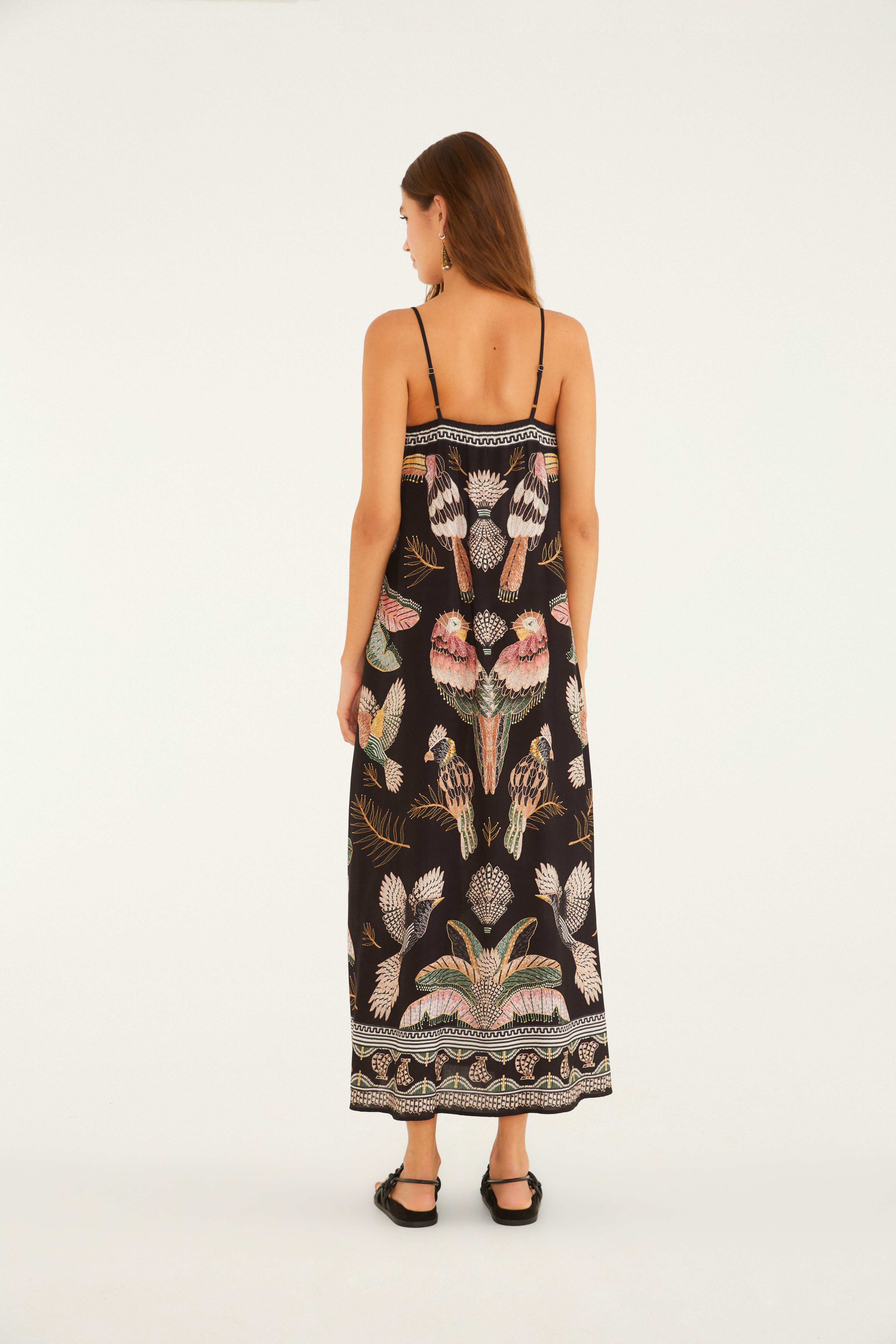 Vestido Longo Estampado Recanto Dos Pássaros