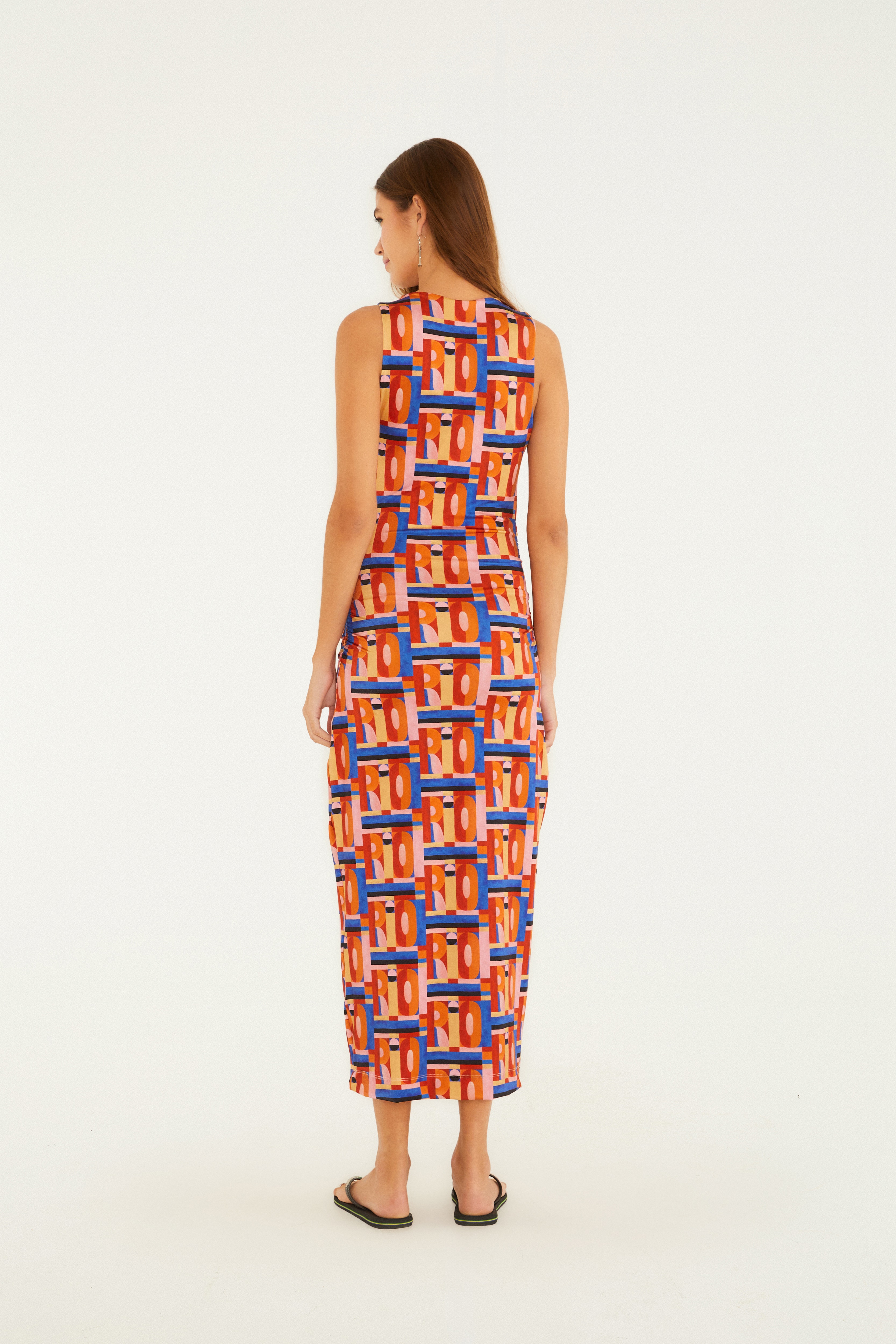Vestido Midi Estampado Rio Grafico