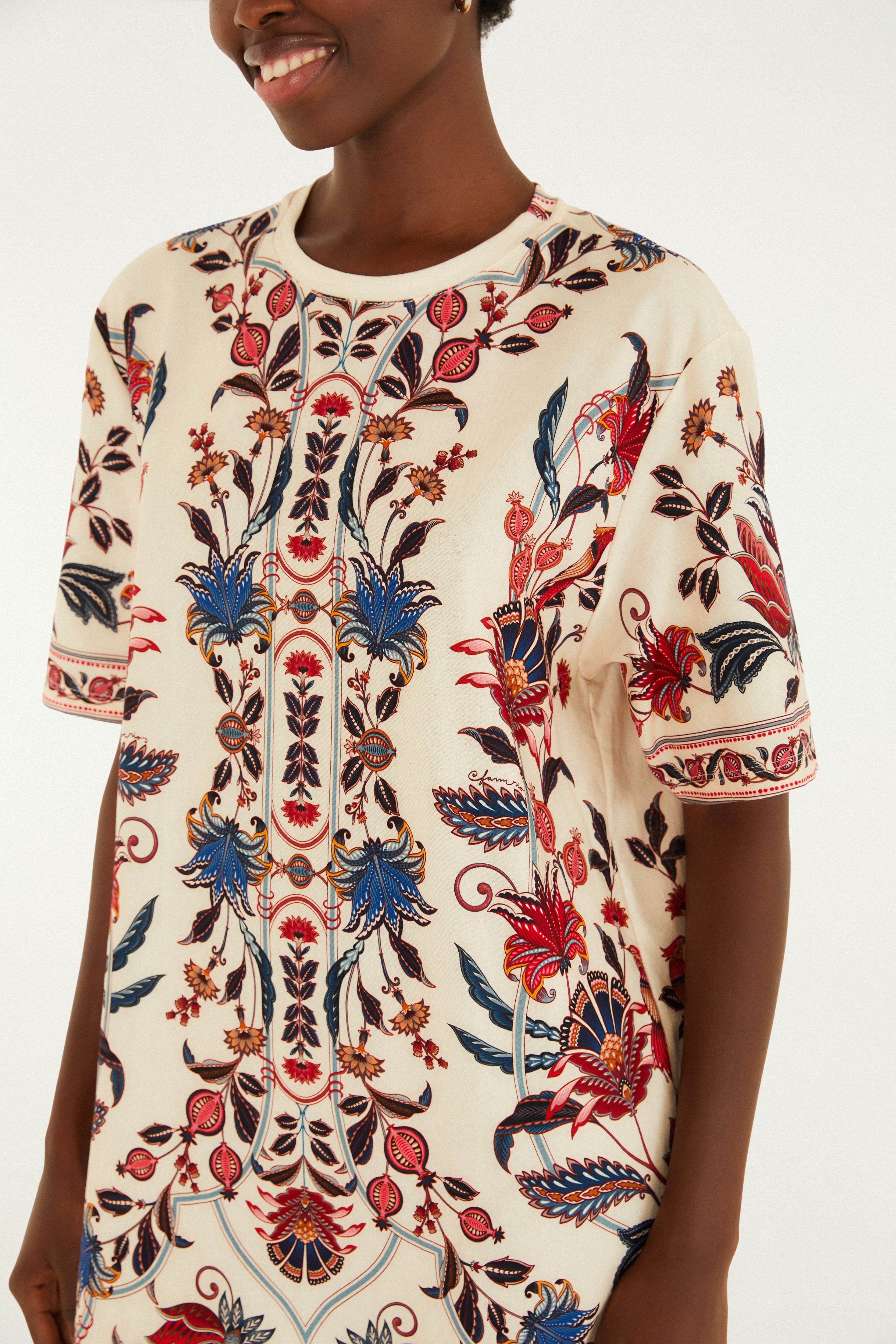 Vestido T-Shirt Básico Estampado Bohoflor