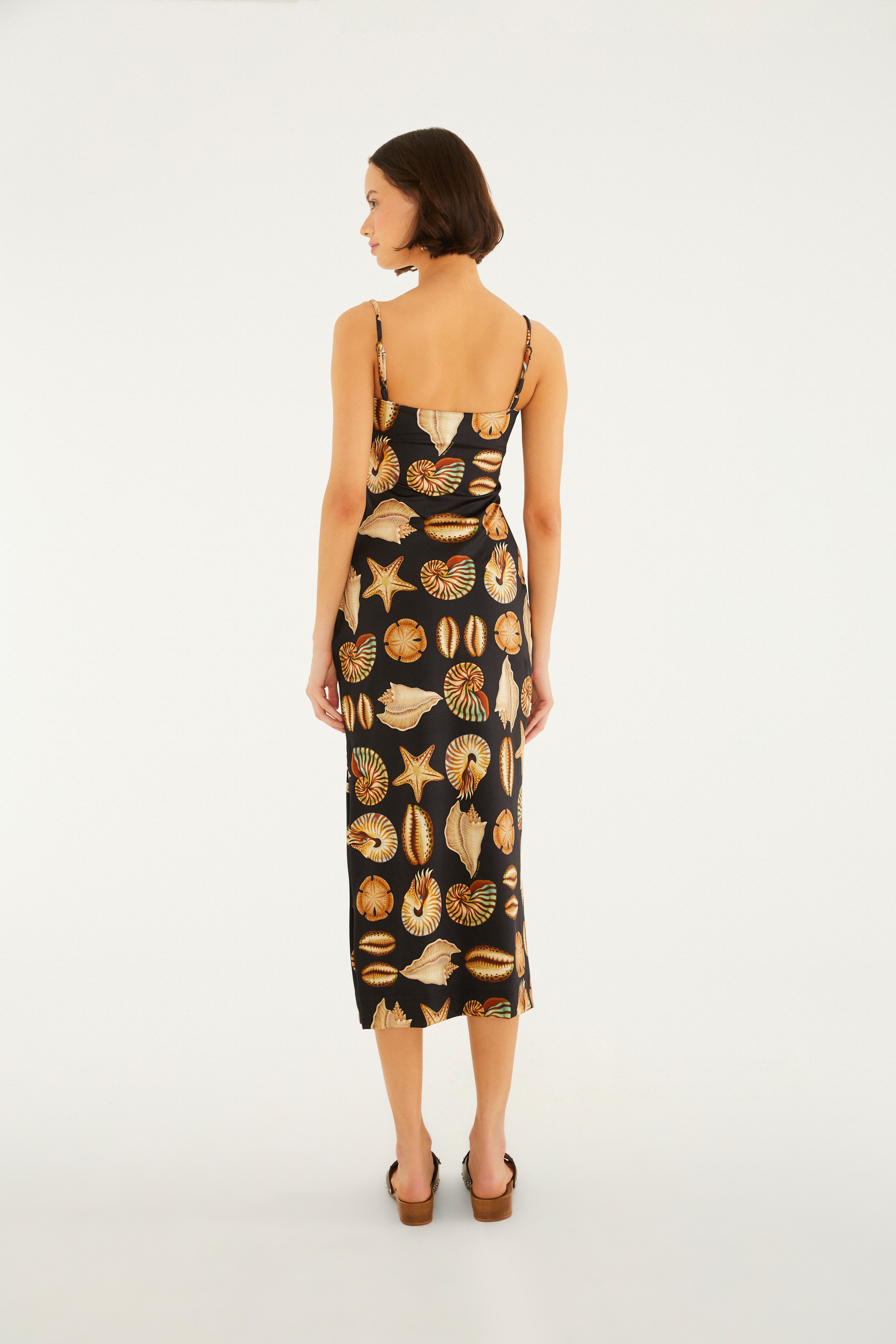 Vestido Midi Estampado Conchas