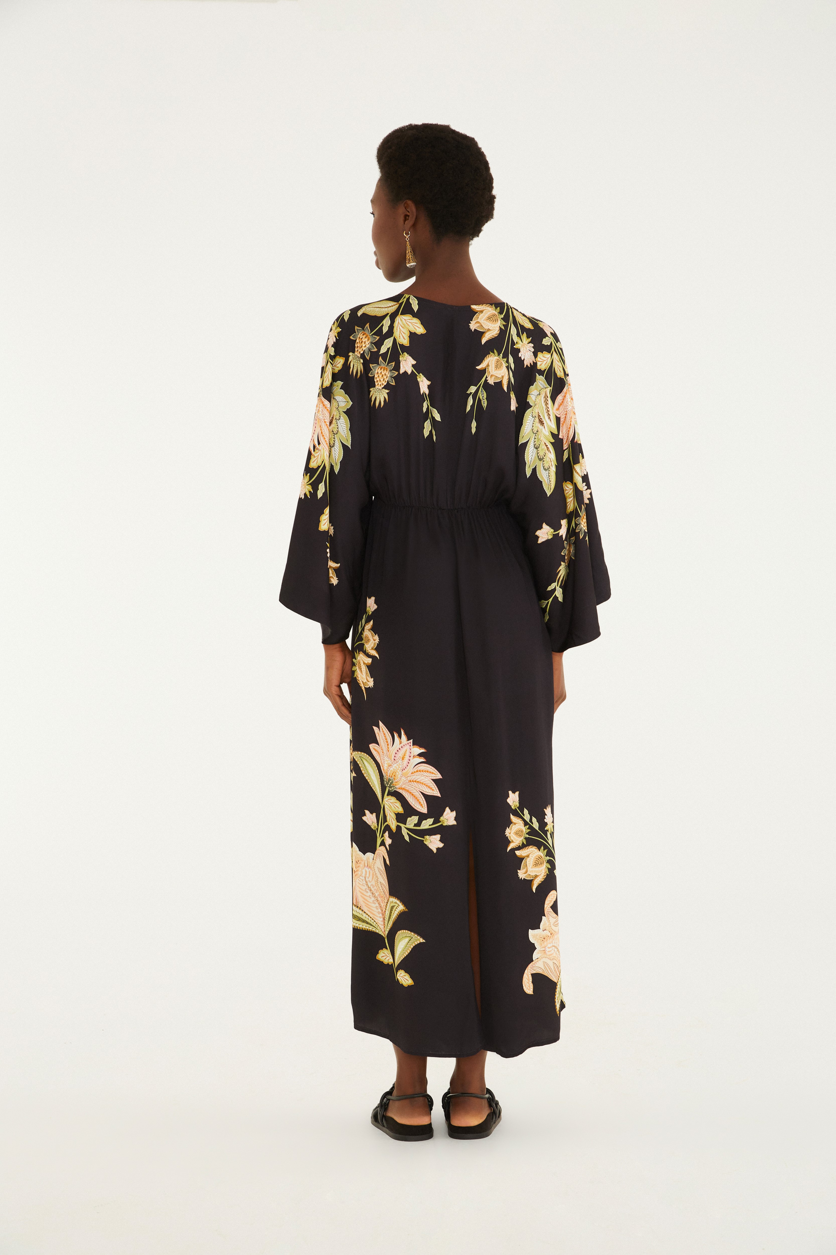 Vestido Longo Manga Estampado Jamile