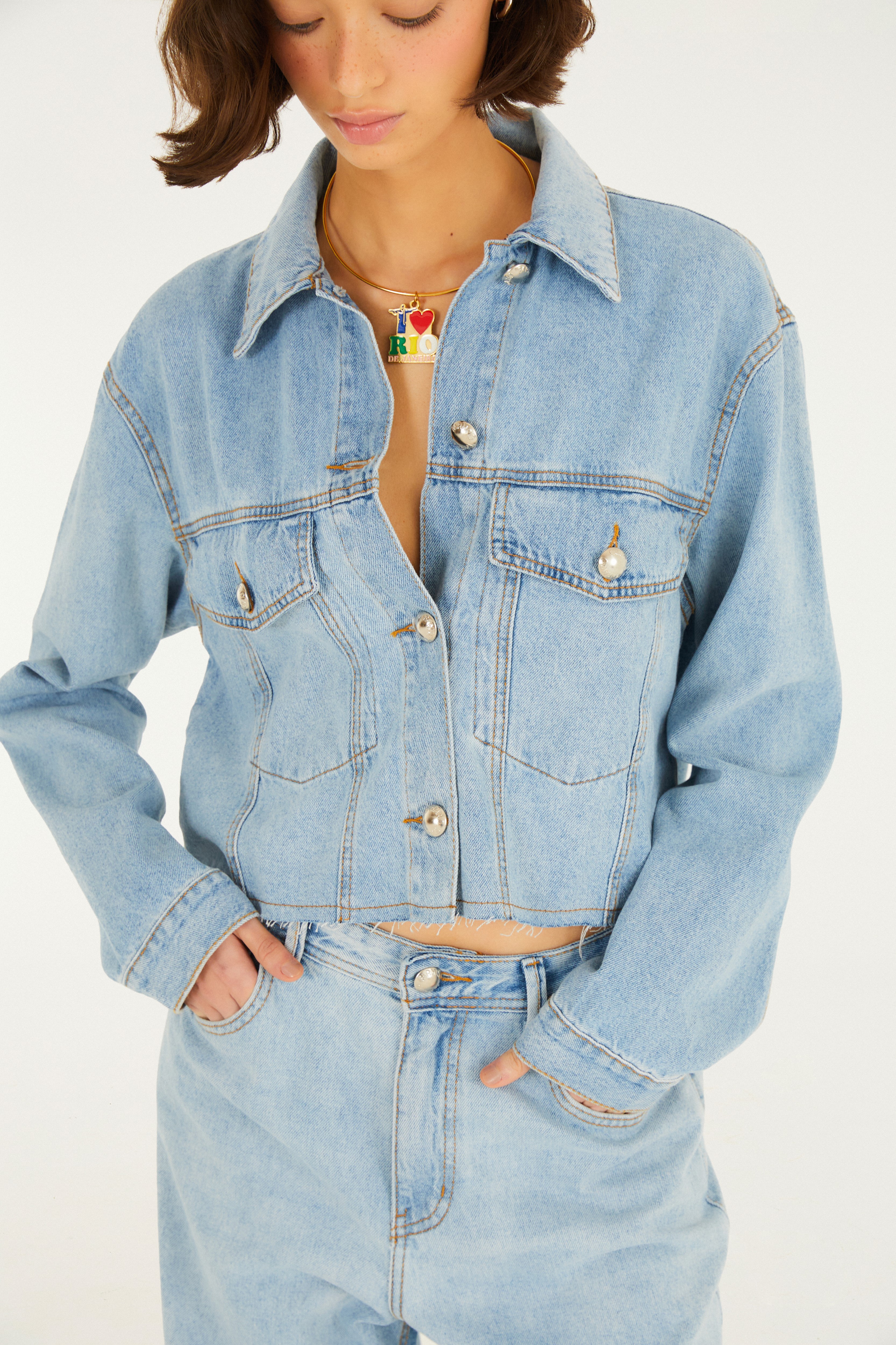 Jaqueta Jeans Cropped