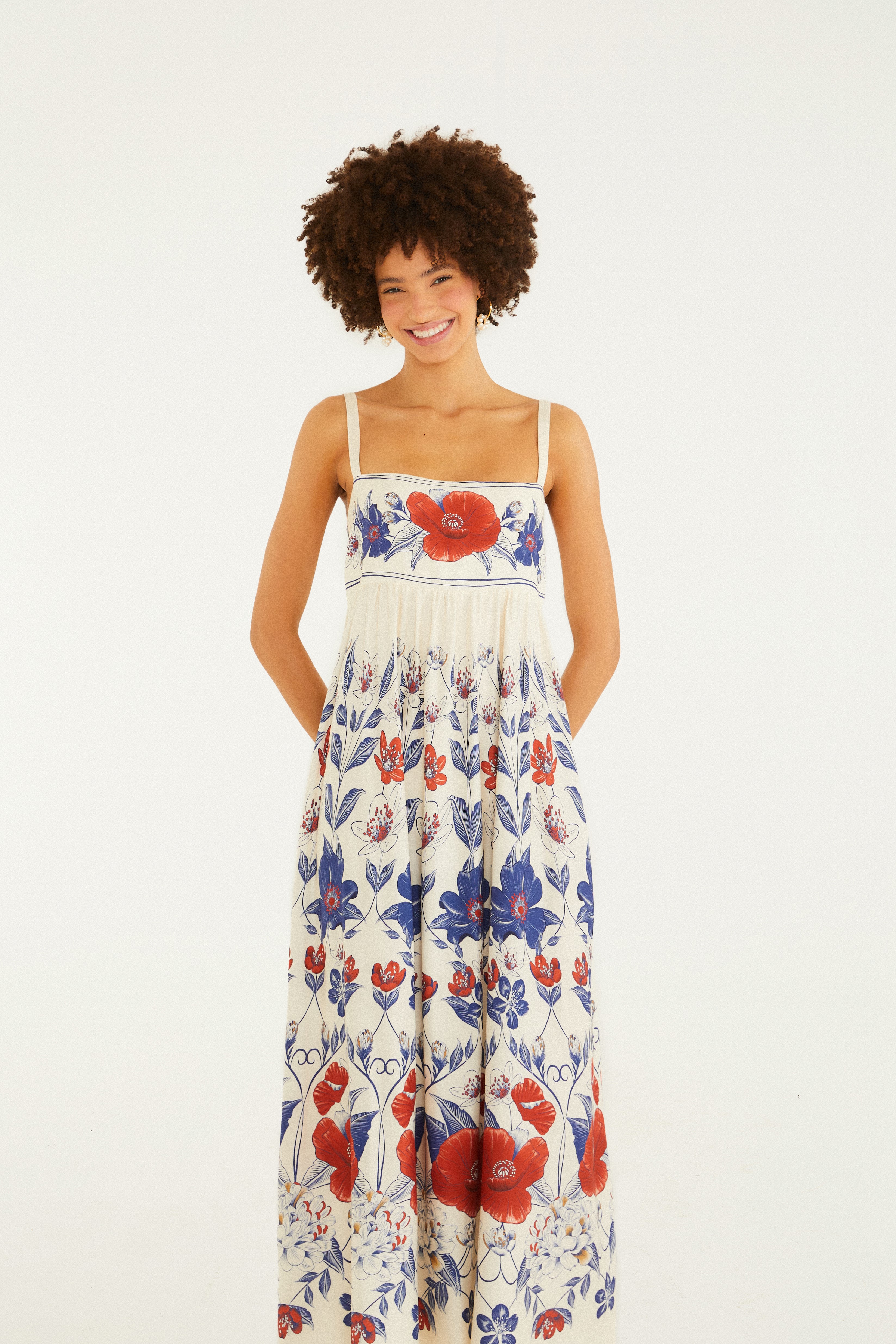 Vestido Longo Estampado Floral Lina