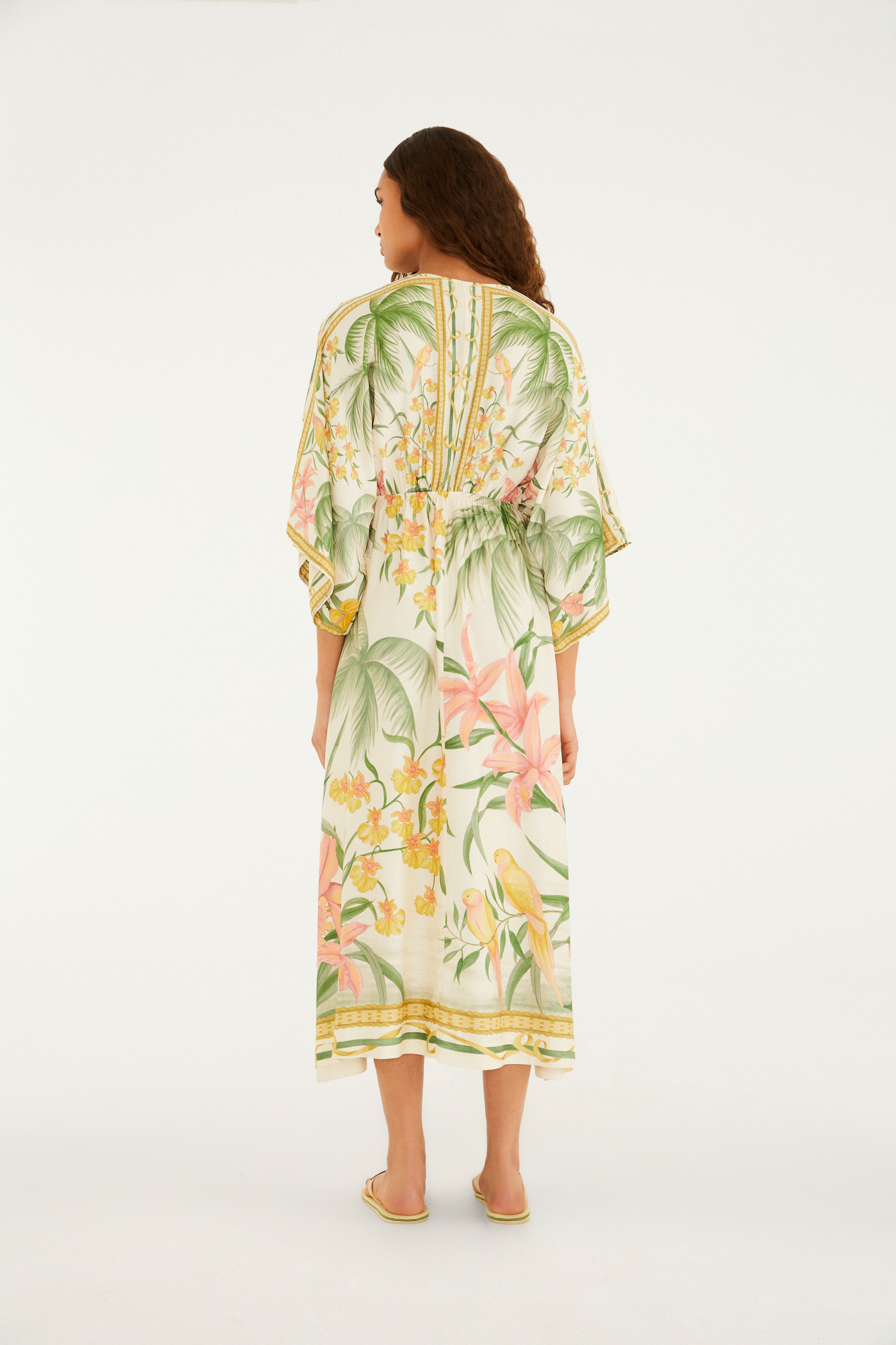 Vestido Longo Manga Estampado Capri