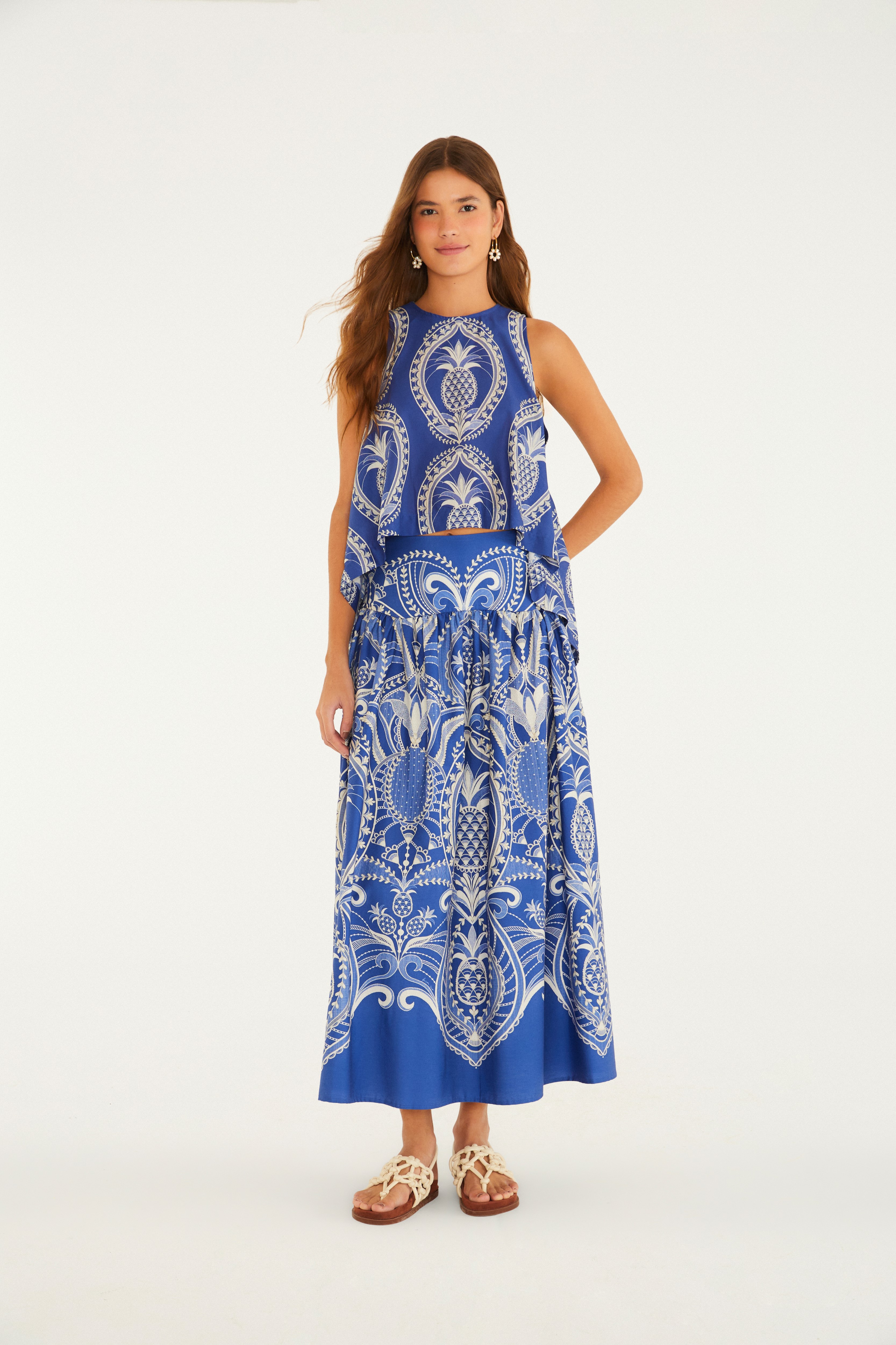 Saia Estampada Primor De Abacaxi