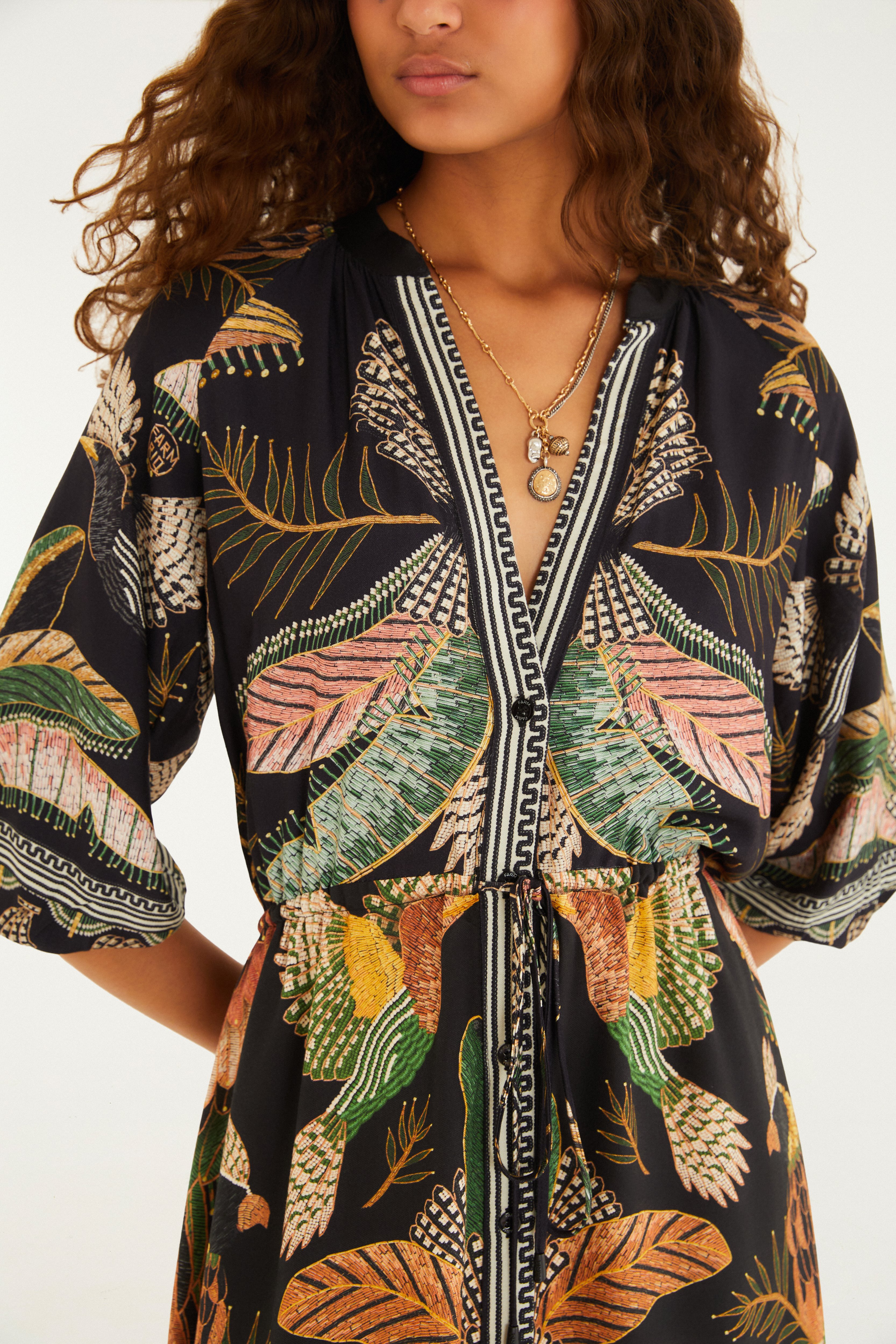 Vestido Longo Estampado Recanto Dos Pássaros