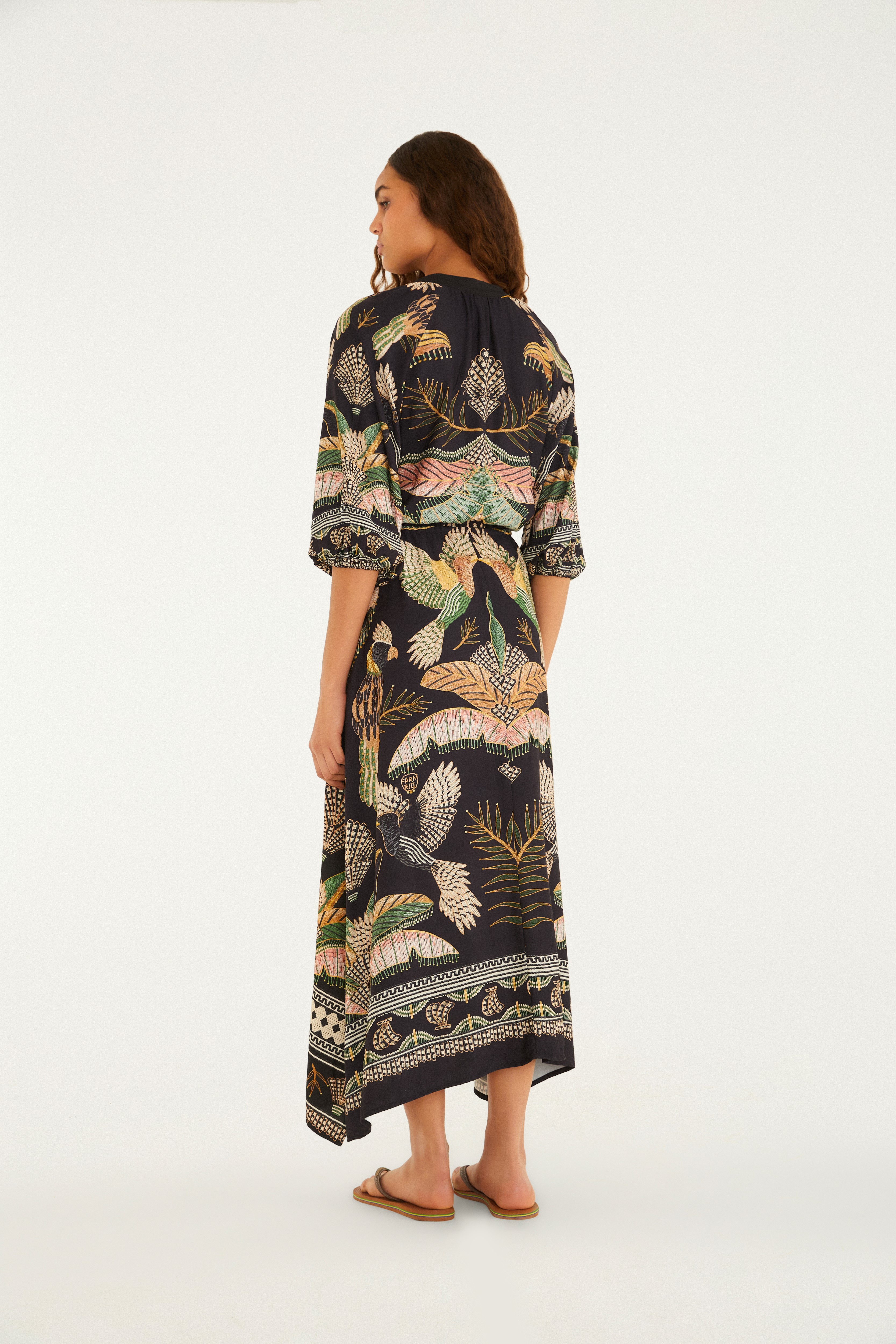 Vestido Longo Estampado Recanto Dos Pássaros