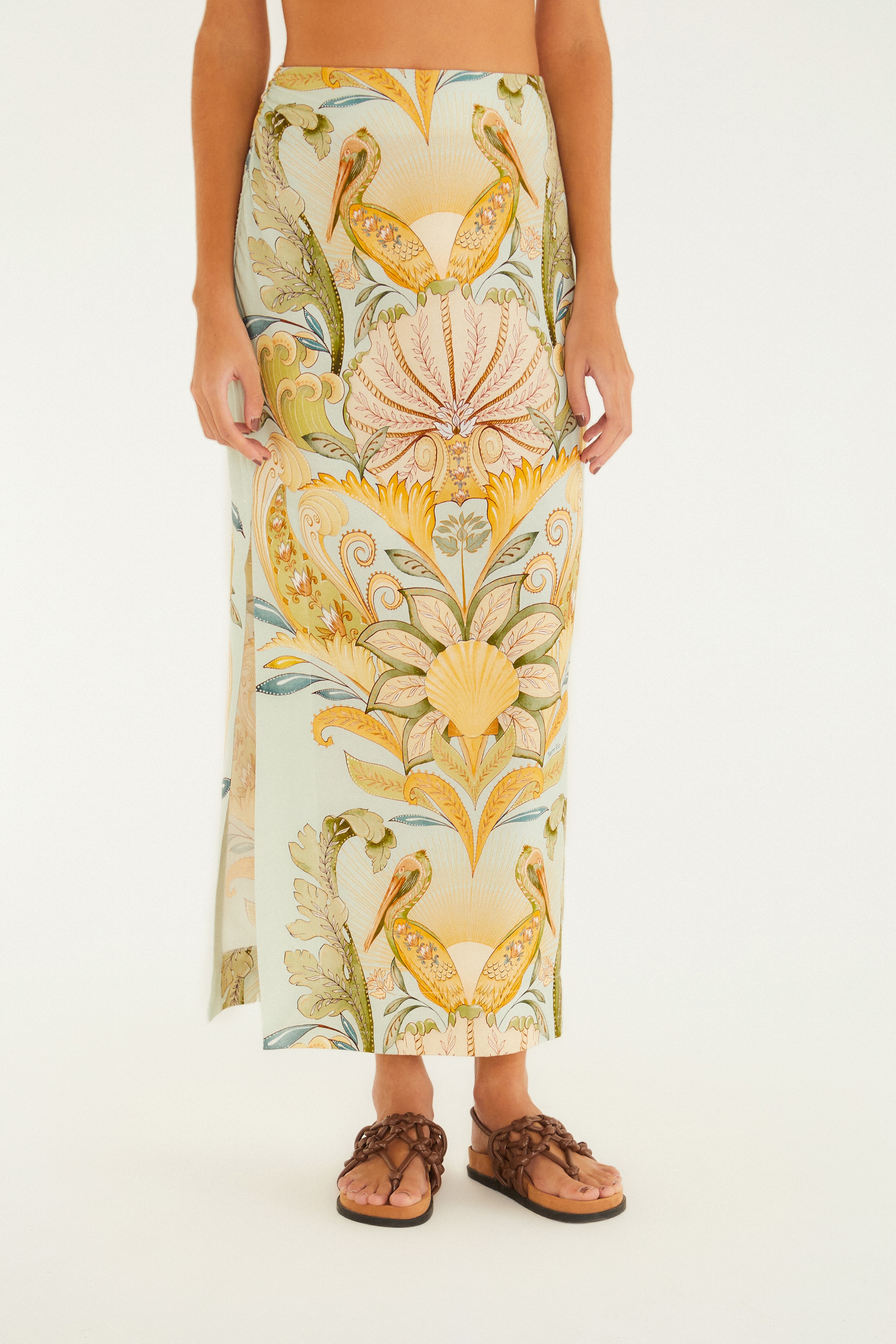 Saia Cropped Estampada  Jardim De Mar