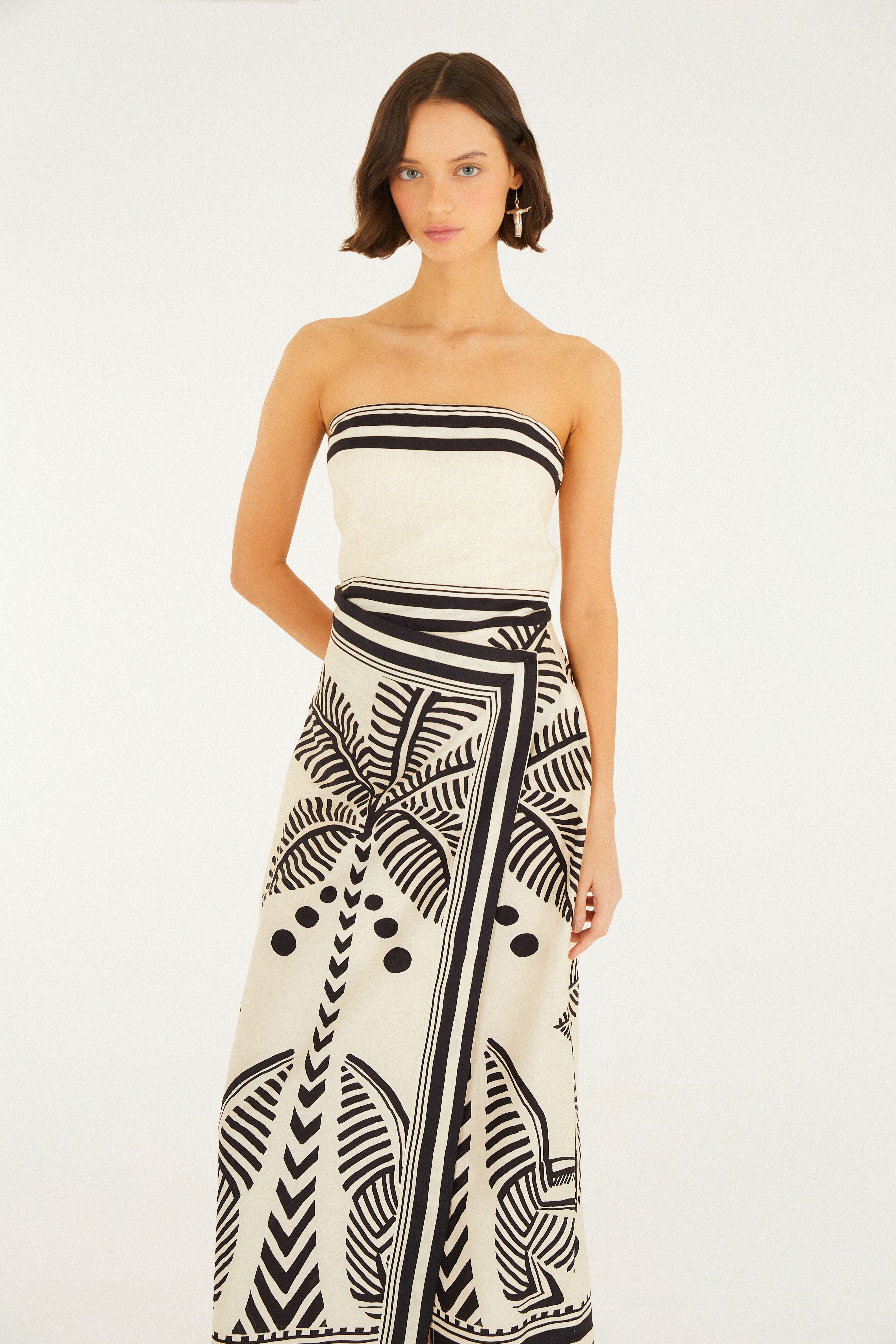Vestido Cropped Estampado Listra Tropical