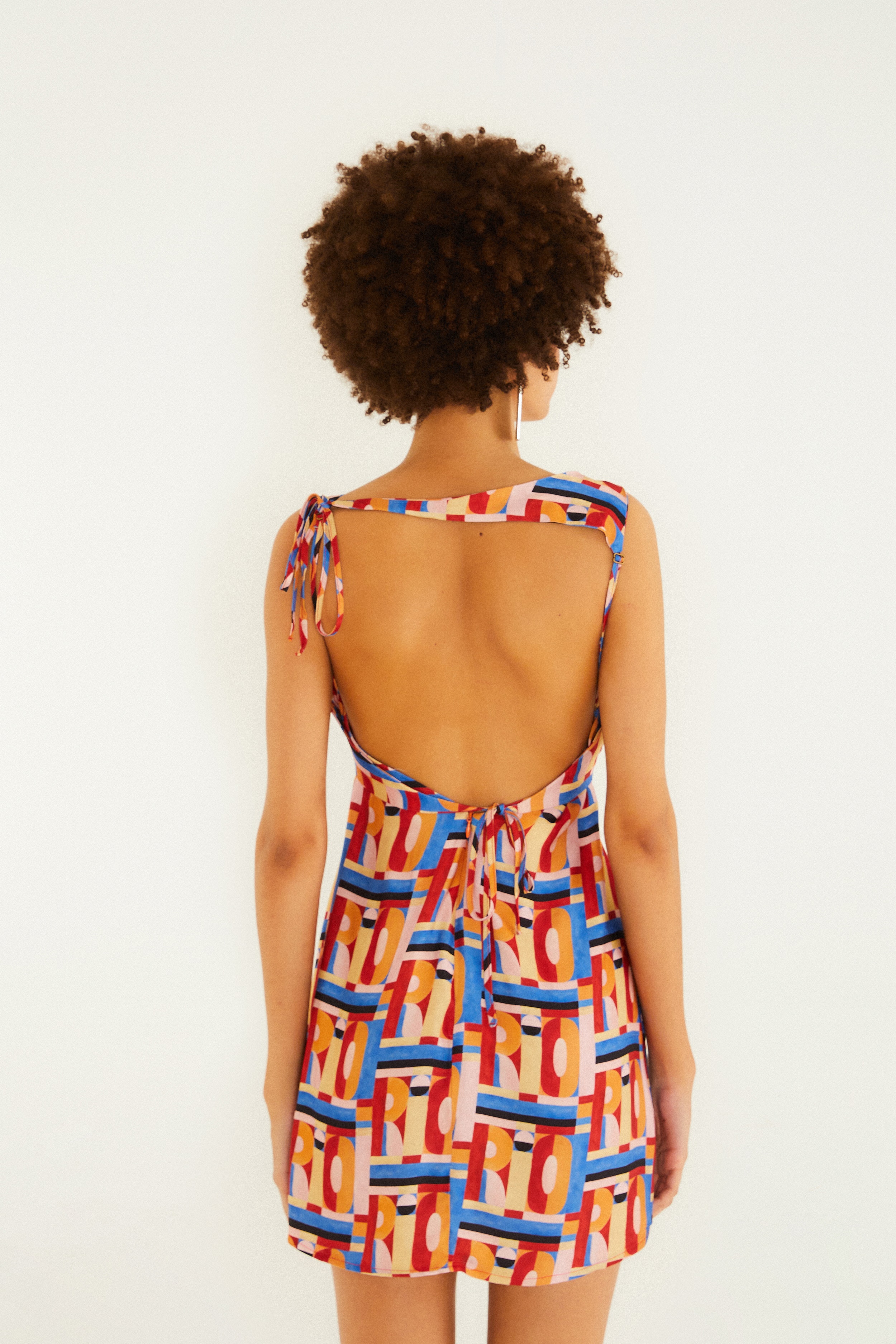 Vestido Curto Estampado Rio Gráfico