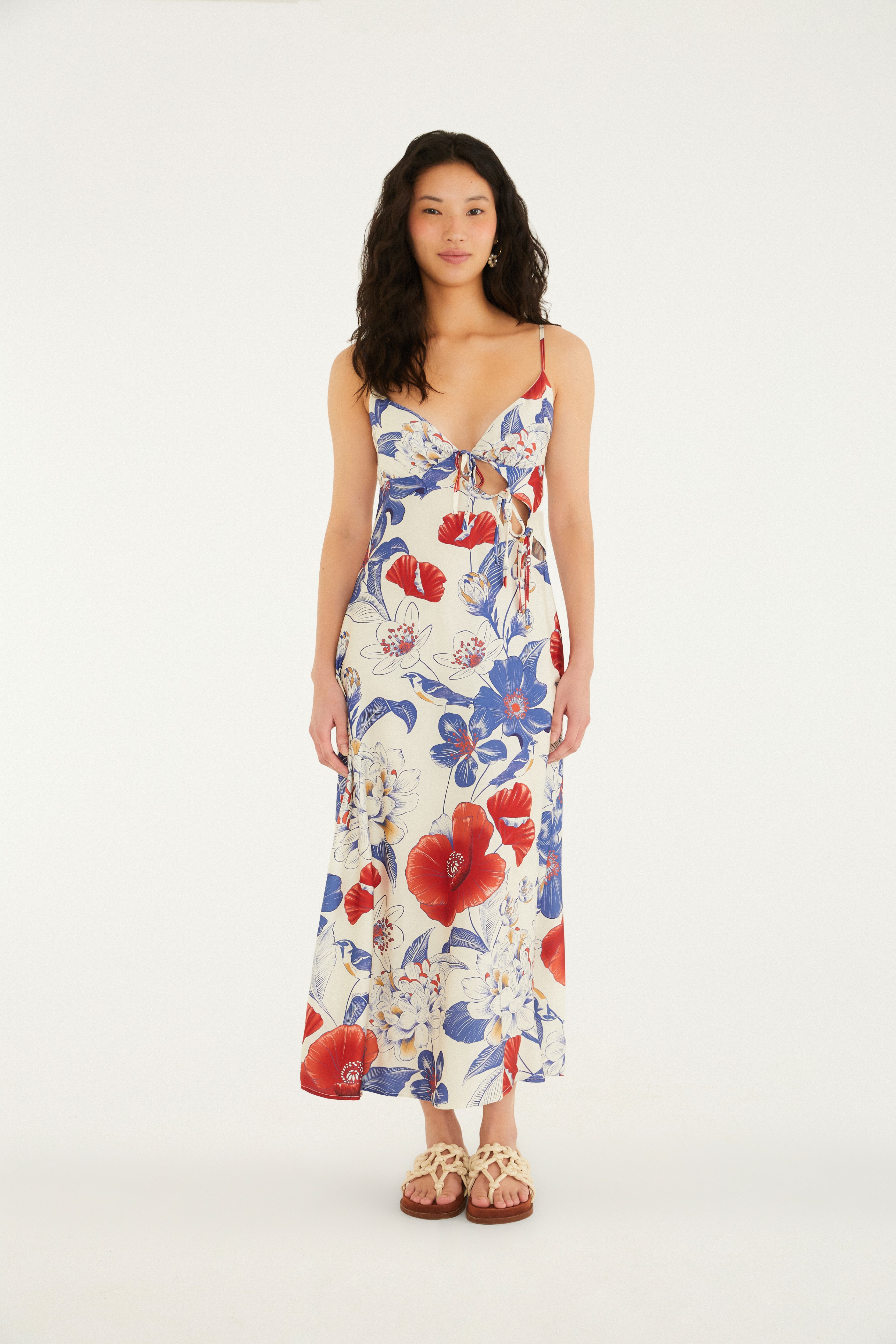Vestido Enviesado Estampado Floral Vera